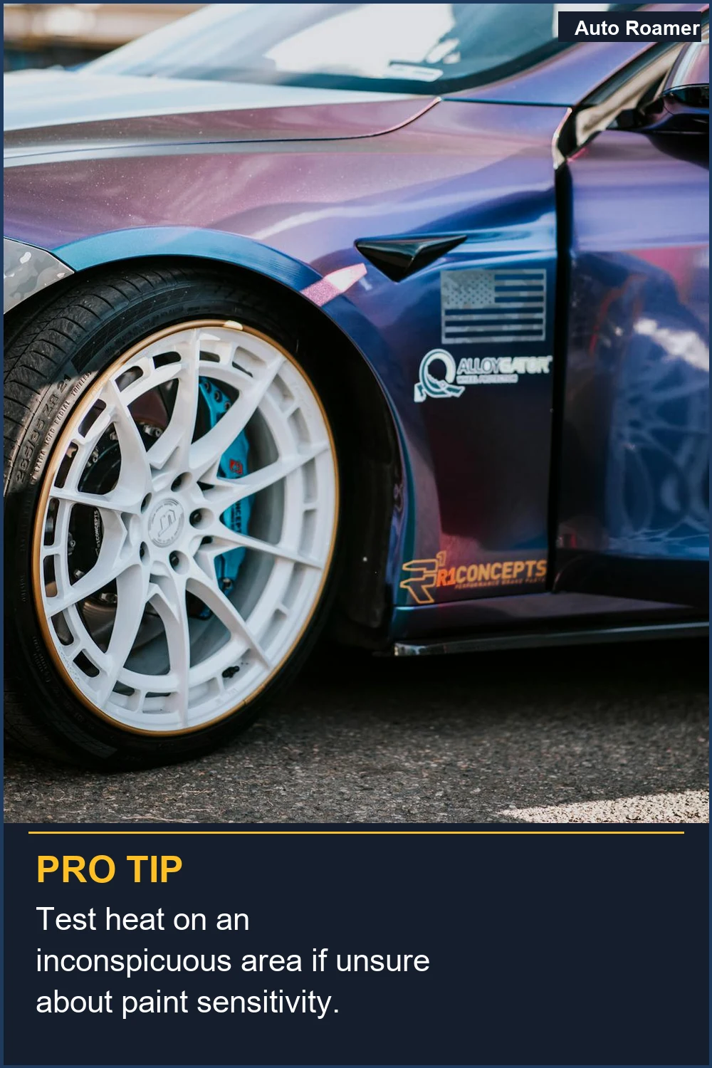 Test heat on an inconspicuous area if unsure about paint sensitivity.