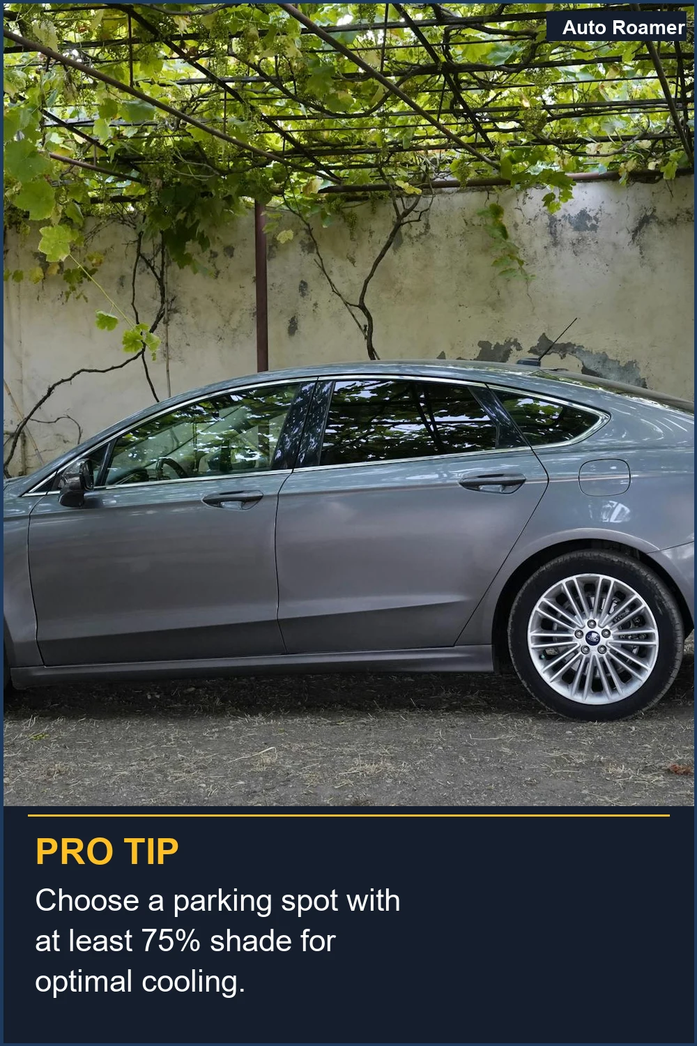 Choose a parking spot with at least 75% shade for optimal cooling.