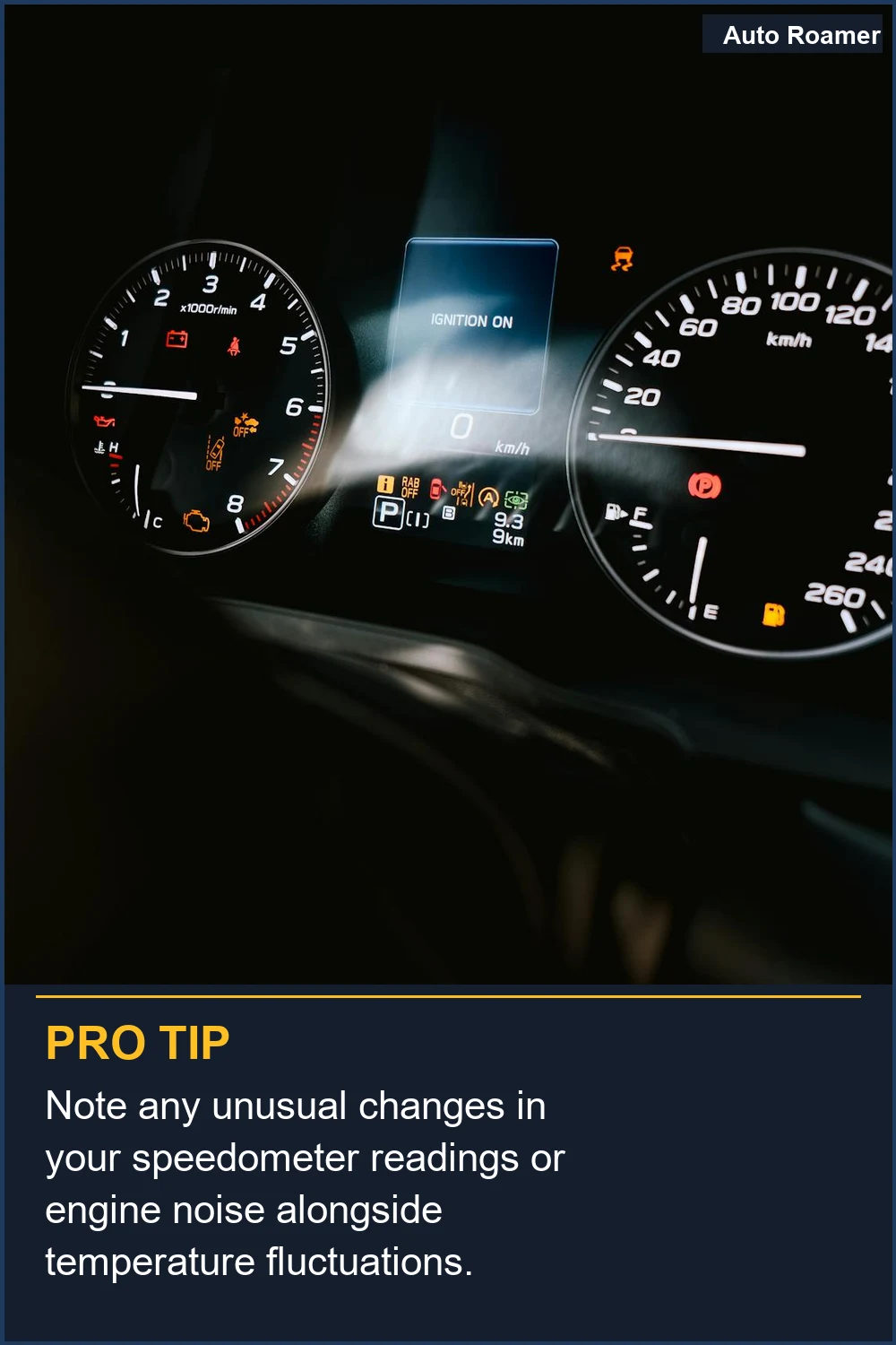 Note any unusual changes in your speedometer readings or engine noise alongside temperature fluctuations.