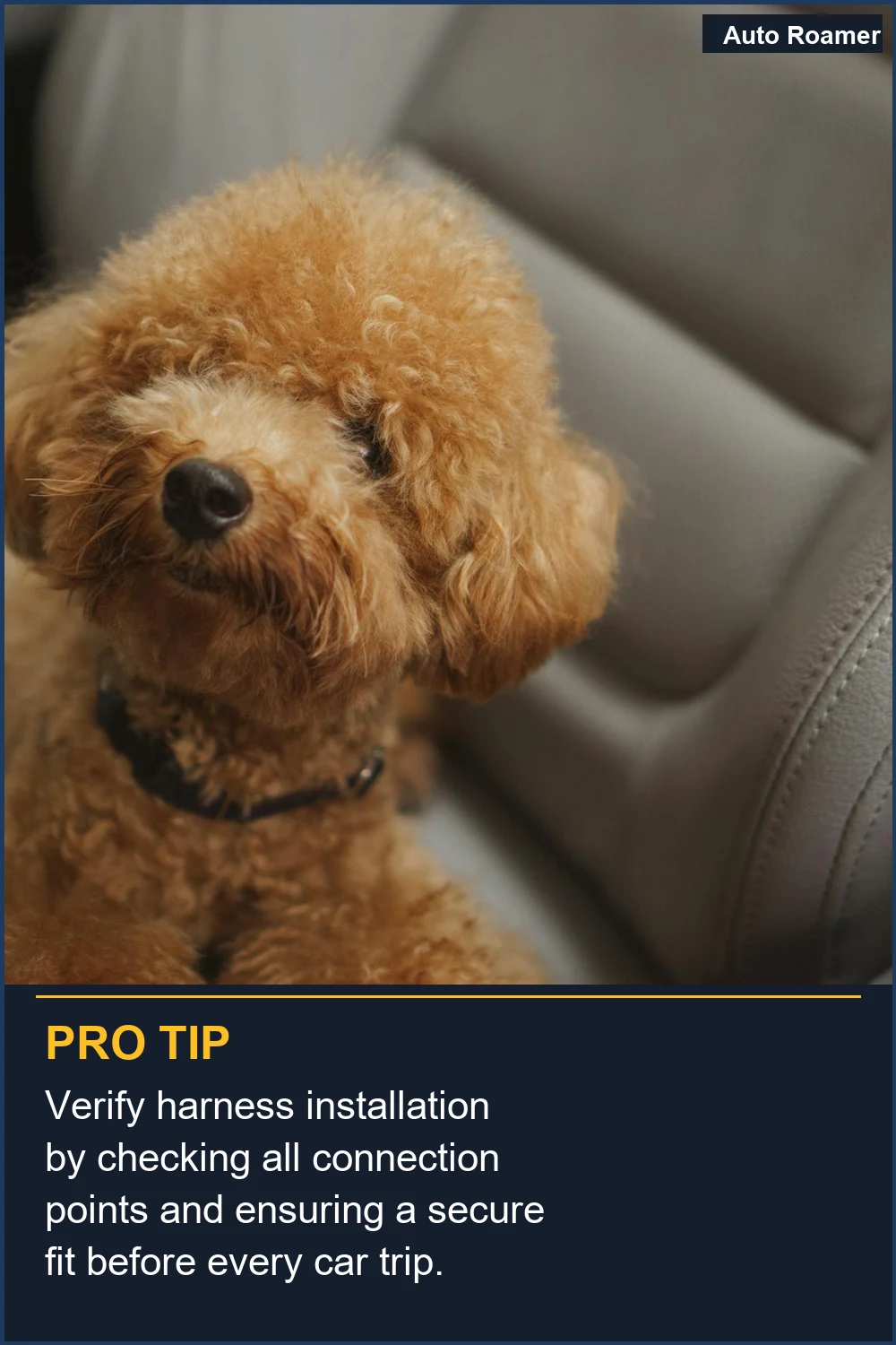 Verify harness installation by checking all connection points and ensuring a secure fit before every car trip.