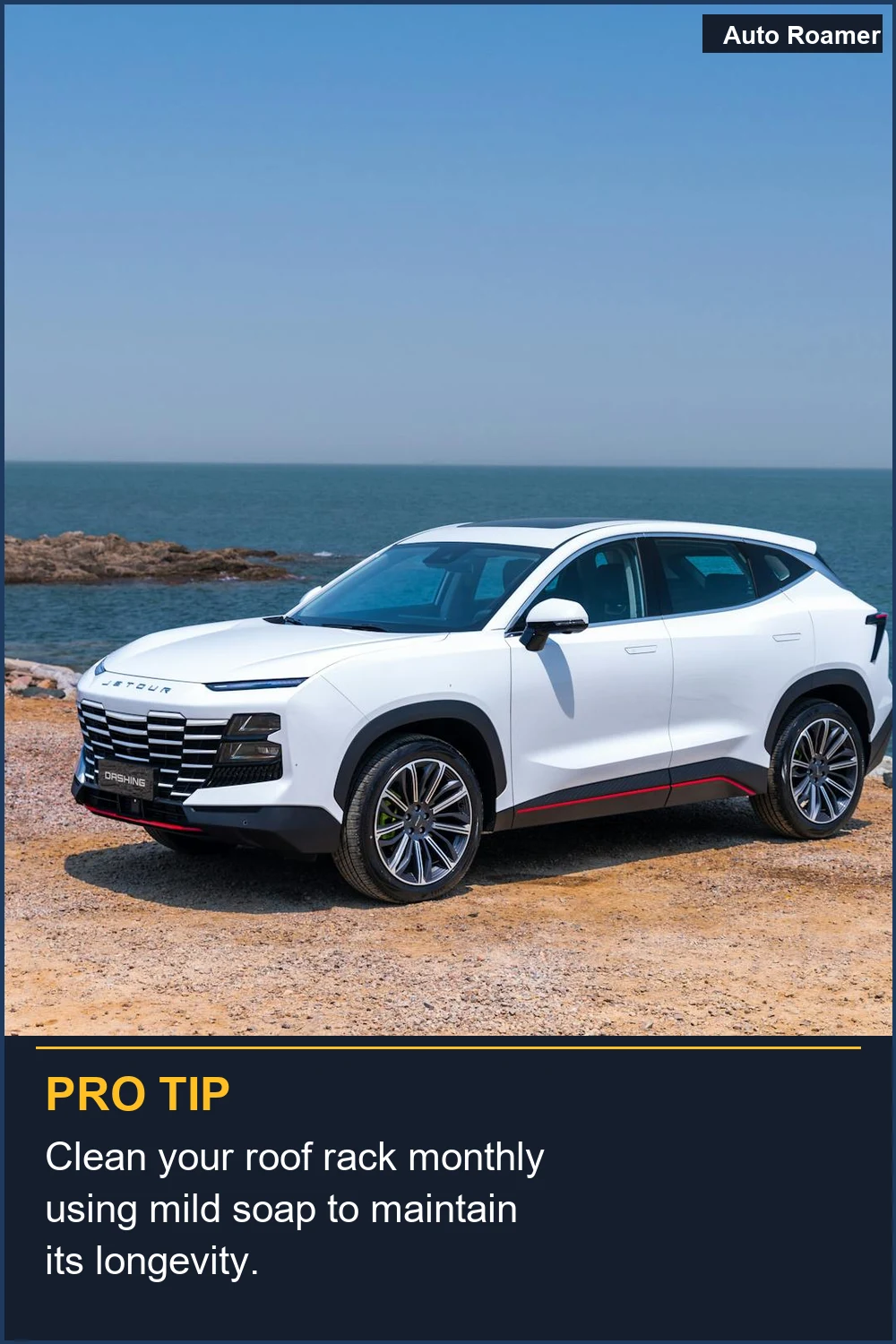 Clean your roof rack monthly using mild soap to maintain its longevity.