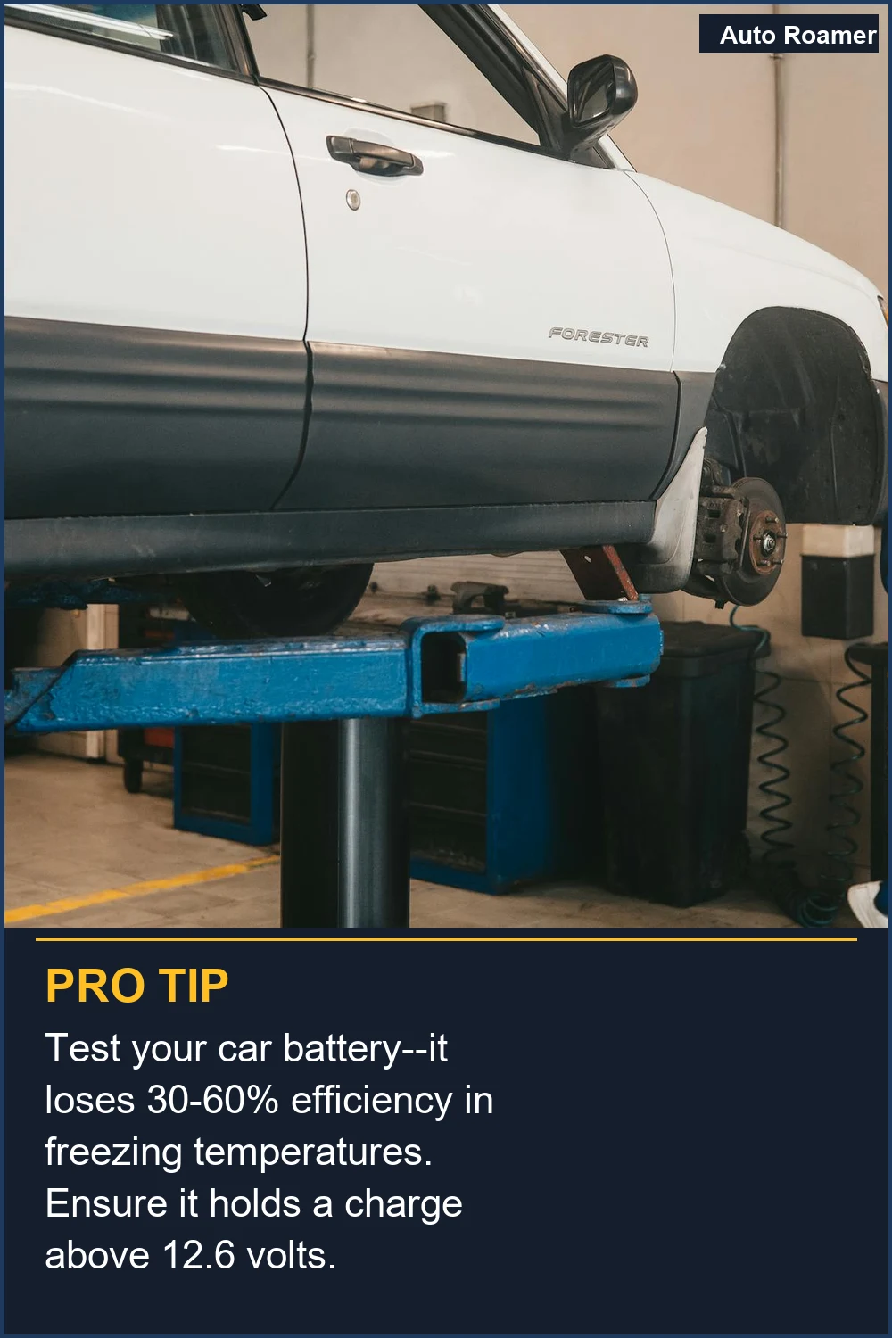Test your car battery--it loses 30-60% efficiency in freezing temperatures. Ensure it holds a charge above 12.6 volts.
