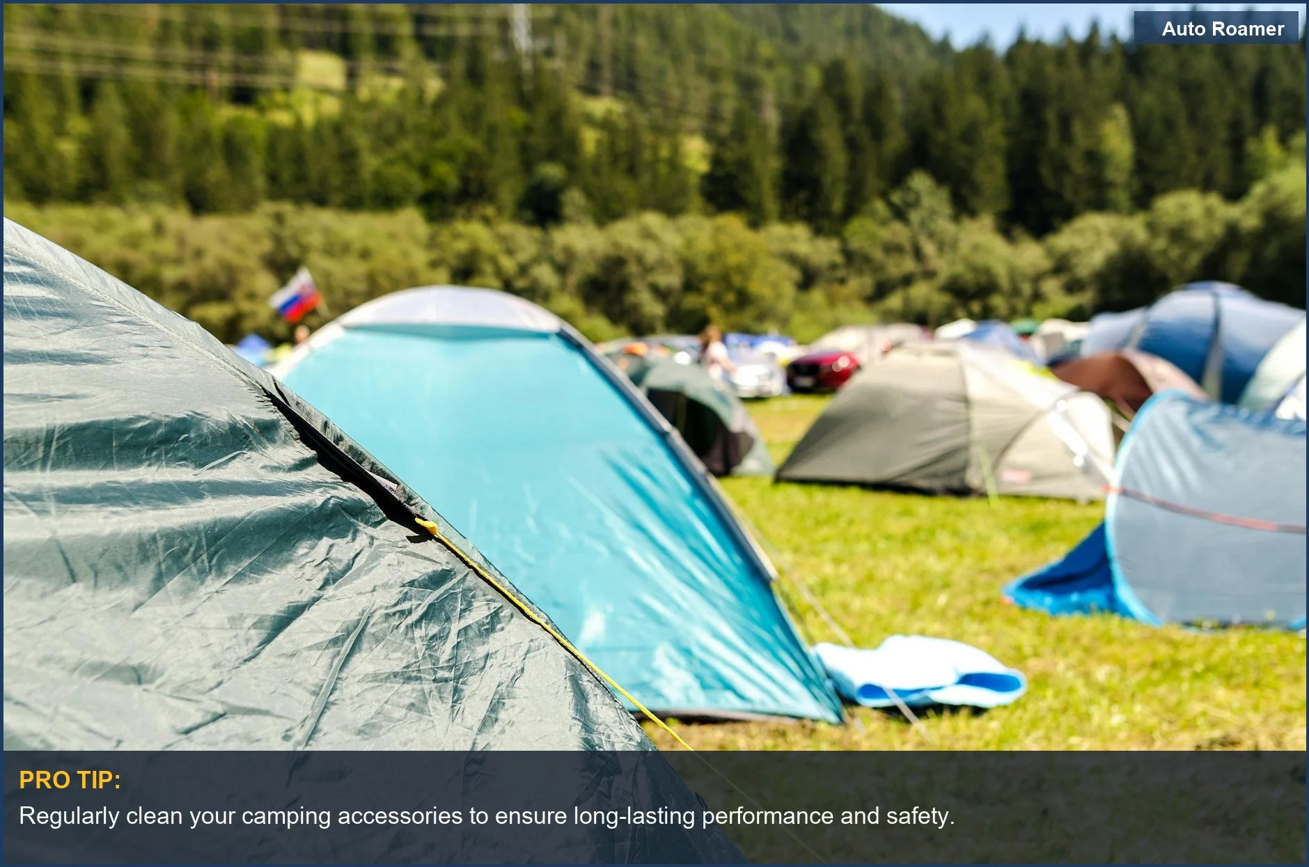 Lush forest landscape with vibrant camping tents, showcasing outdoor life with Hyundai Palisade.