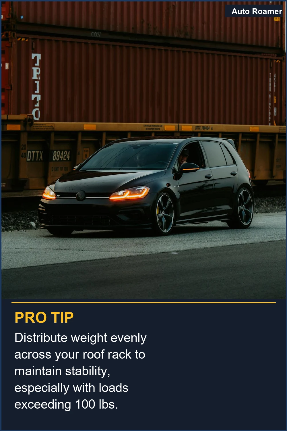 Distribute weight evenly across your roof rack to maintain stability, especially with loads exceeding 100 lbs.