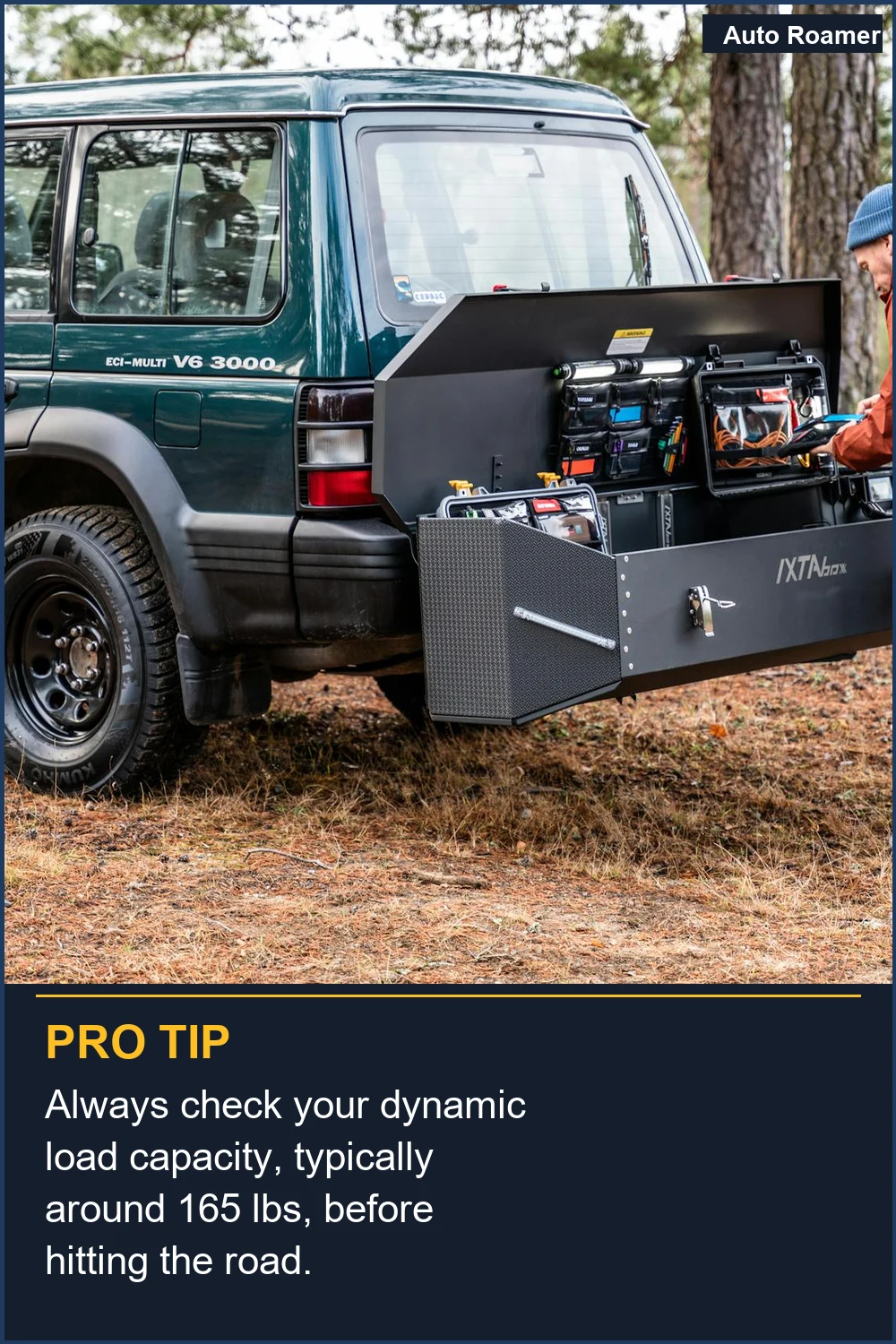 Always check your dynamic load capacity, typically around 165 lbs, before hitting the road.