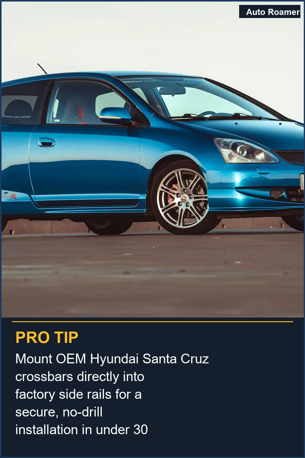 Mount OEM Hyundai Santa Cruz crossbars directly into factory side rails for a secure, no-drill installation in under 30 minutes.