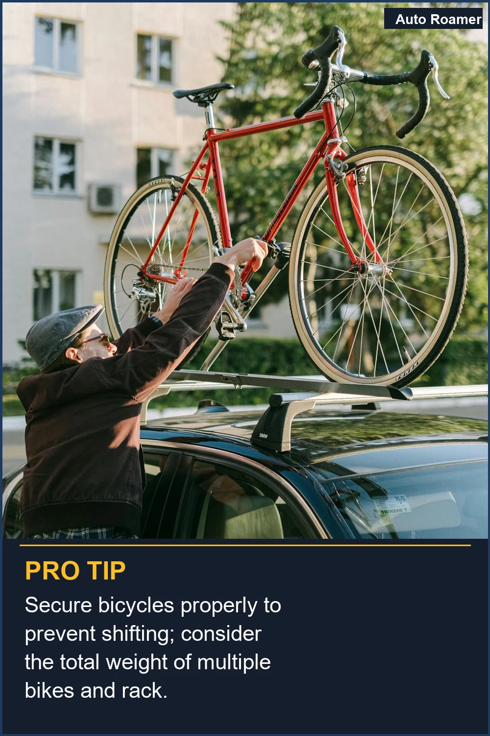 Secure bicycles properly to prevent shifting; consider the total weight of multiple bikes and rack.