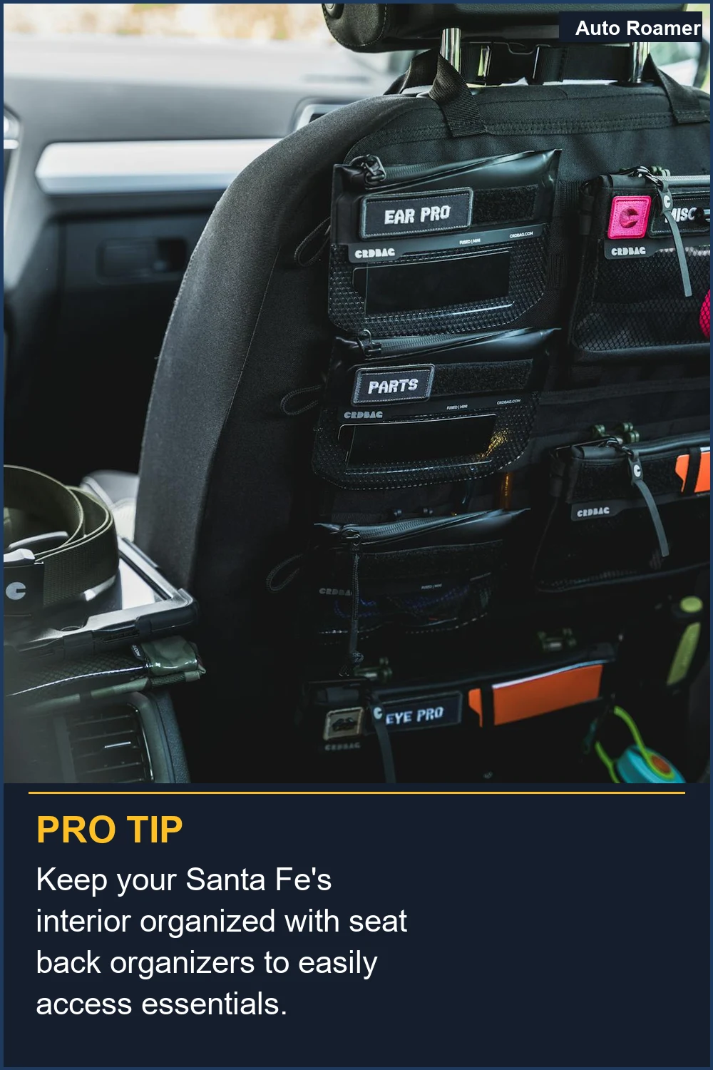 Keep your Santa Fe's interior organized with seat back organizers to easily access essentials.
