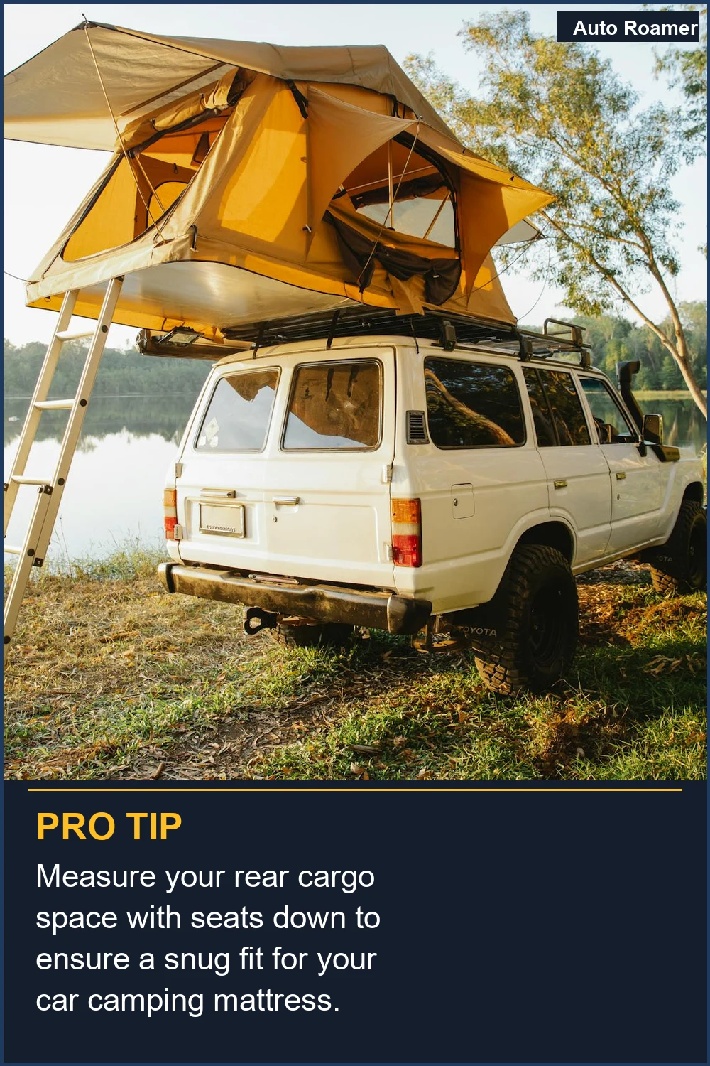 Measure your rear cargo space with seats down to ensure a snug fit for your car camping mattress.