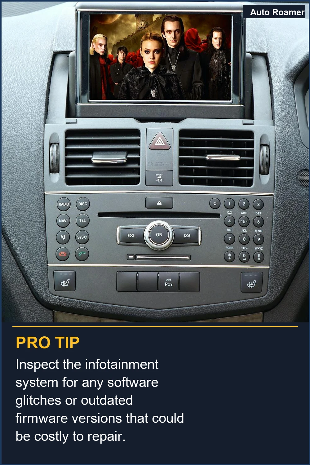 Inspect the infotainment system for any software glitches or outdated firmware versions that could be costly to repair.