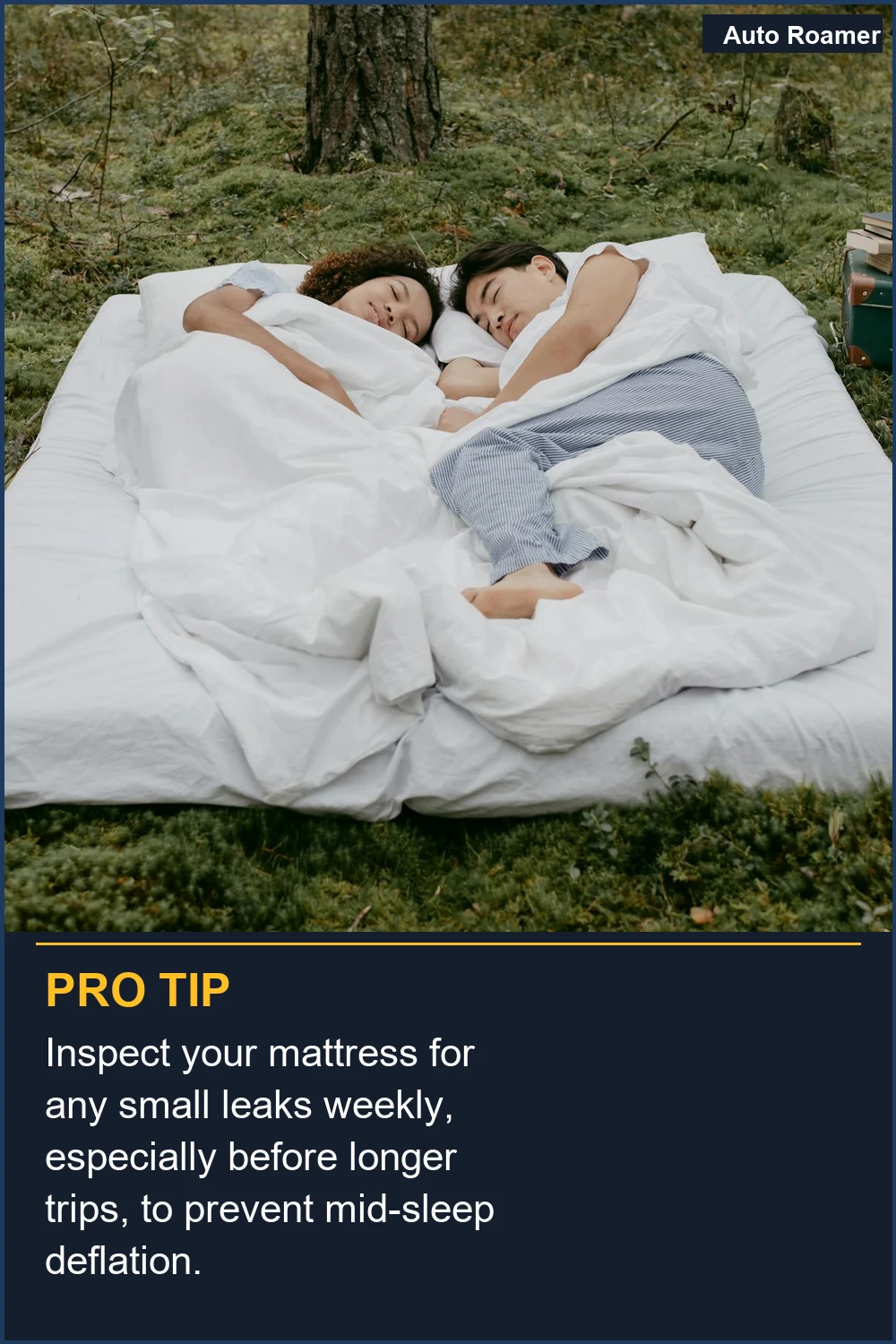 Inspect your mattress for any small leaks weekly, especially before longer trips, to prevent mid-sleep deflation.