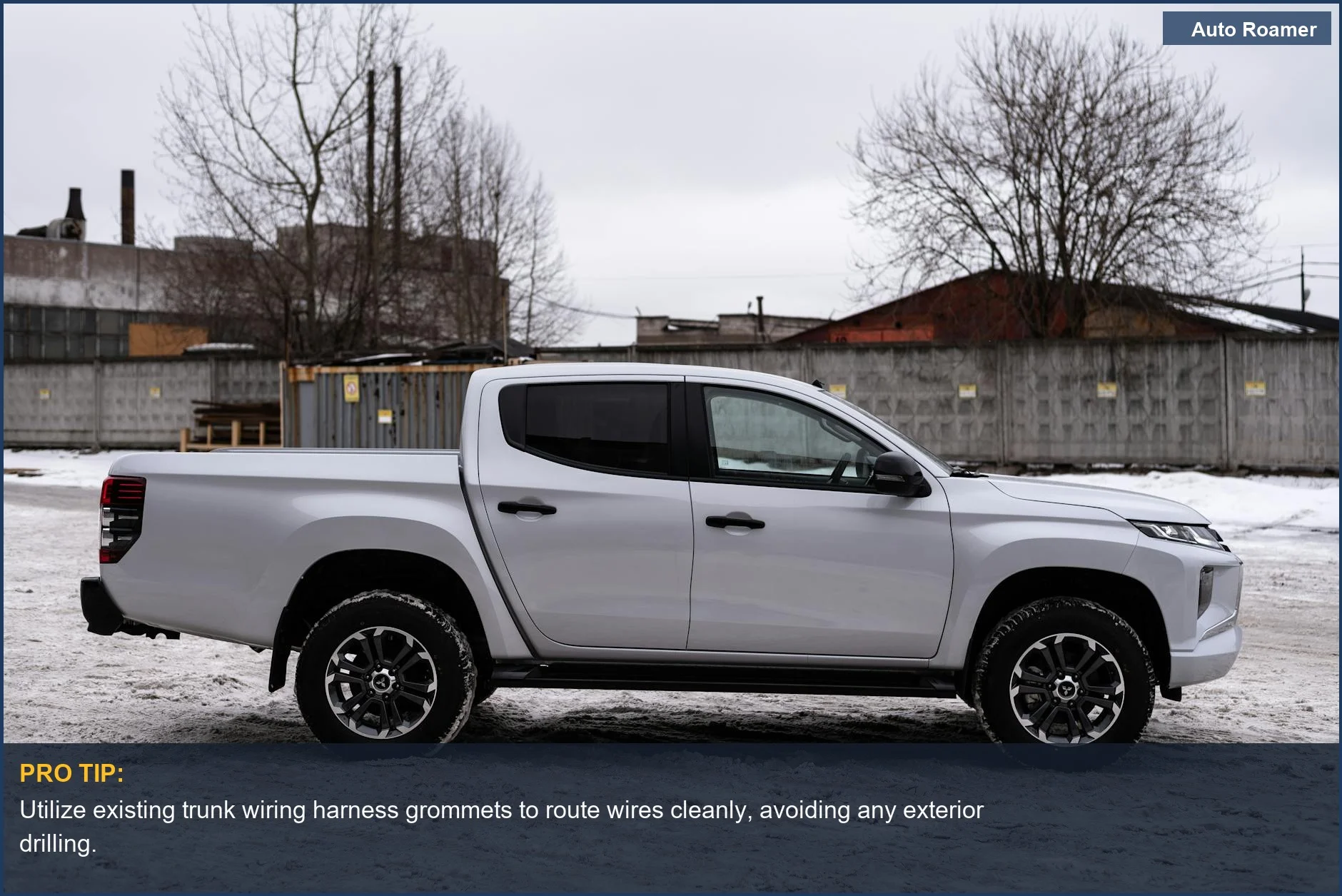 Modern pickup truck side view, ideal for showcasing a stealthy backup camera install on a truck.