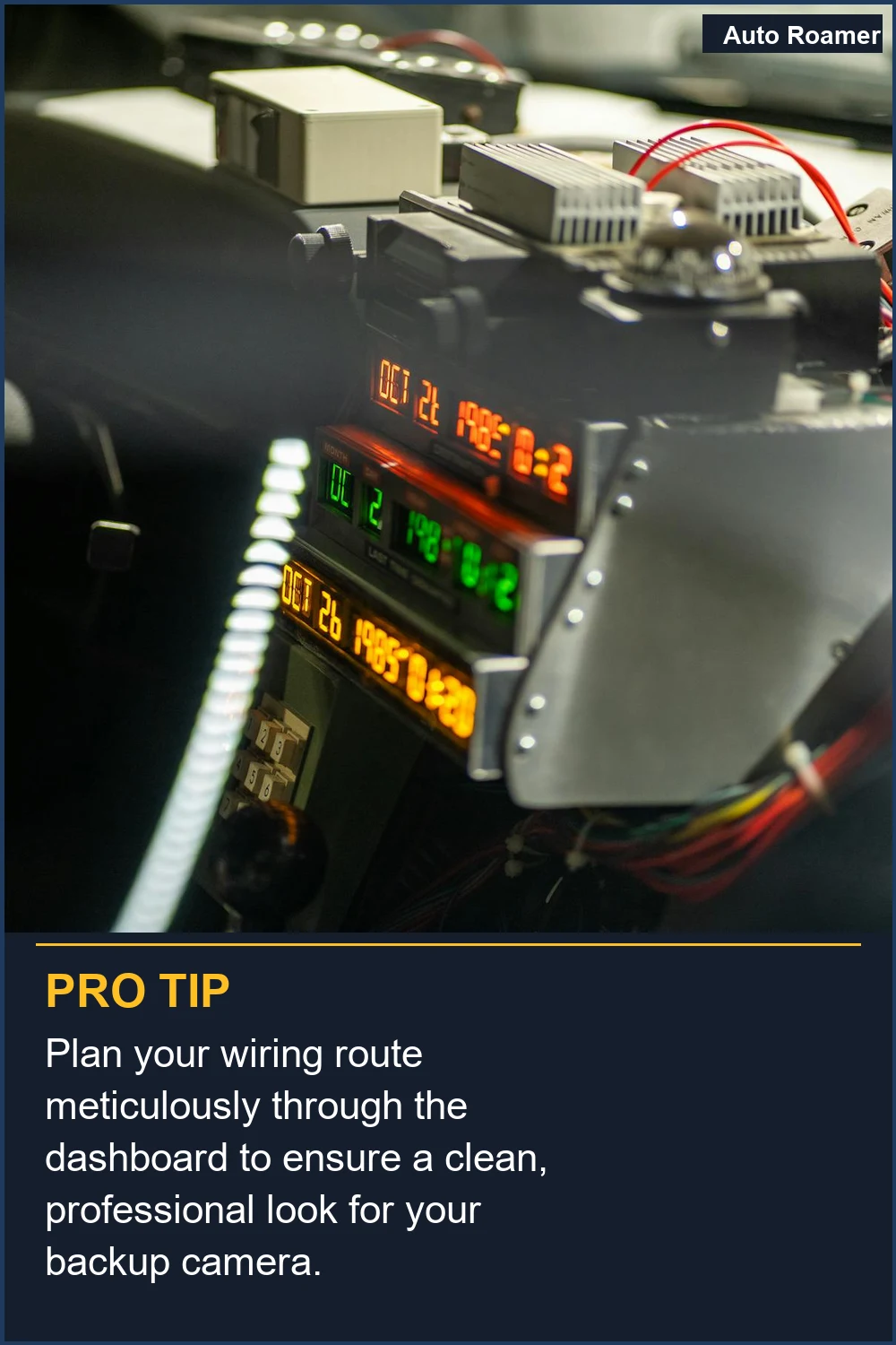 Plan your wiring route meticulously through the dashboard to ensure a clean, professional look for your backup camera.