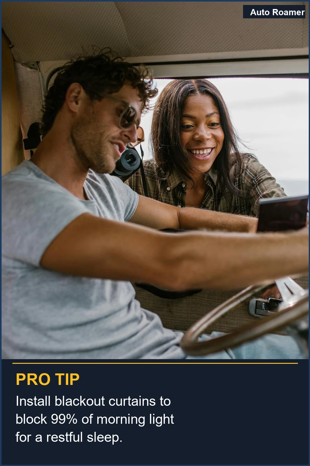 Install blackout curtains to block 99% of morning light for a restful sleep.