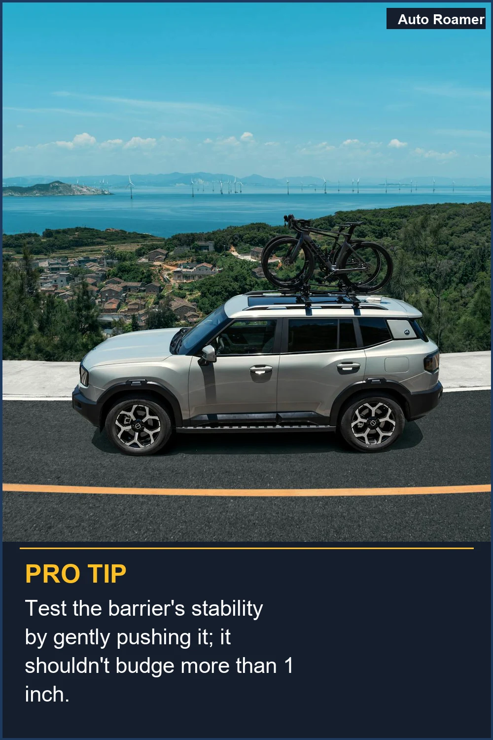 Test the barrier's stability by gently pushing it; it shouldn't budge more than 1 inch.