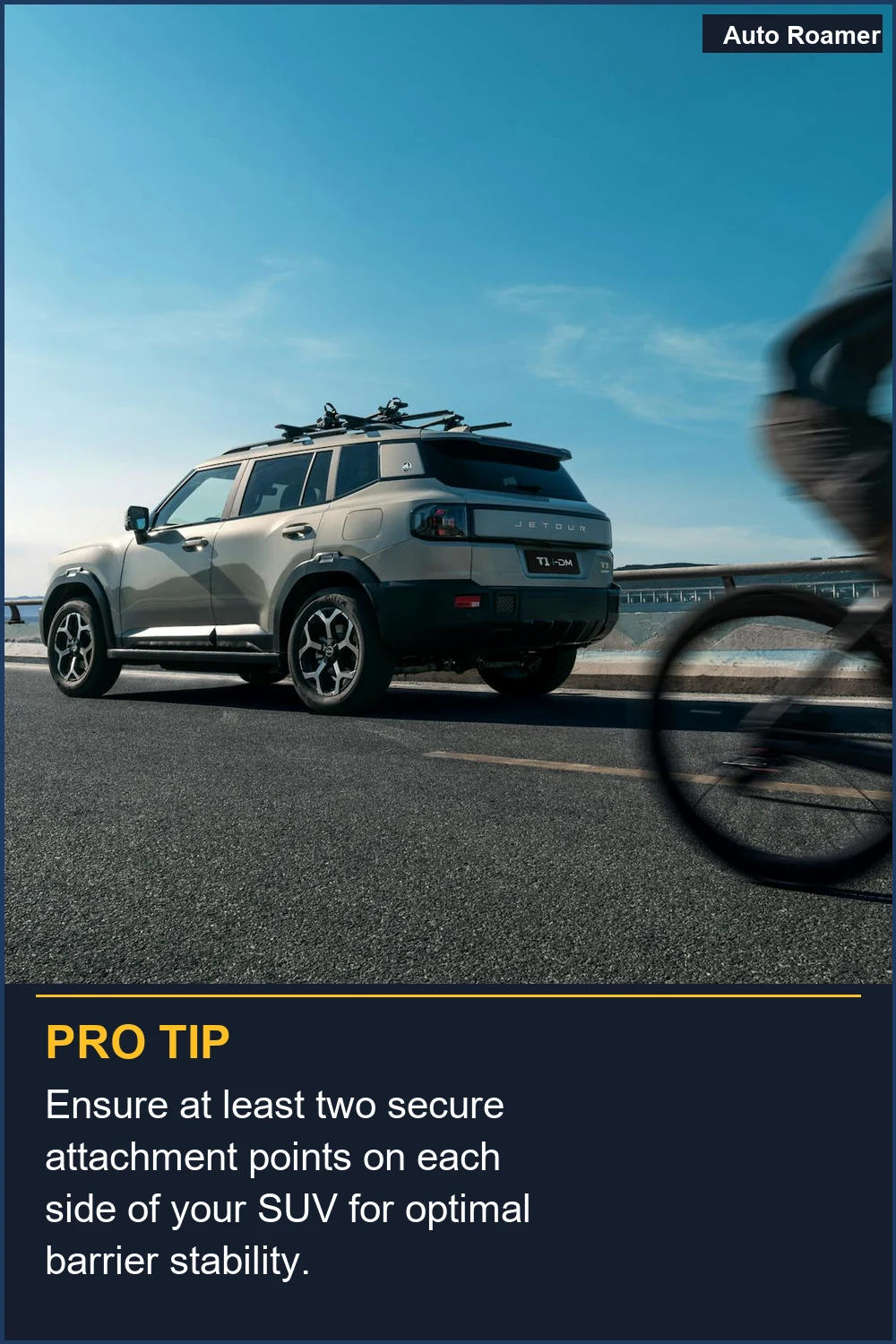 Ensure at least two secure attachment points on each side of your SUV for optimal barrier stability.