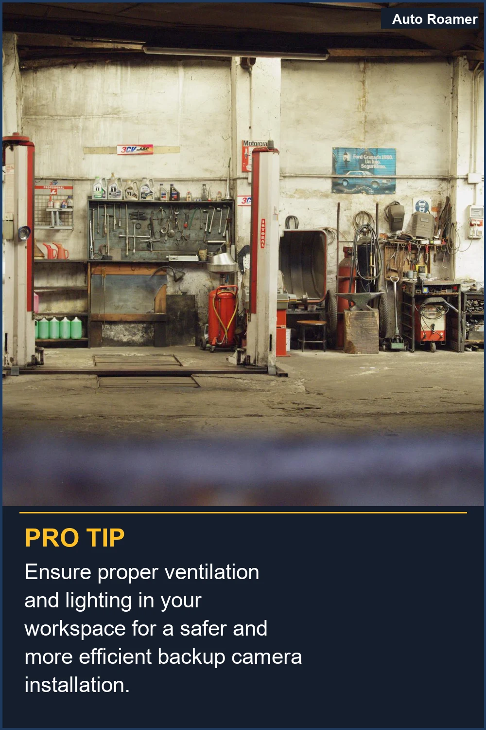 Ensure proper ventilation and lighting in your workspace for a safer and more efficient backup camera installation.