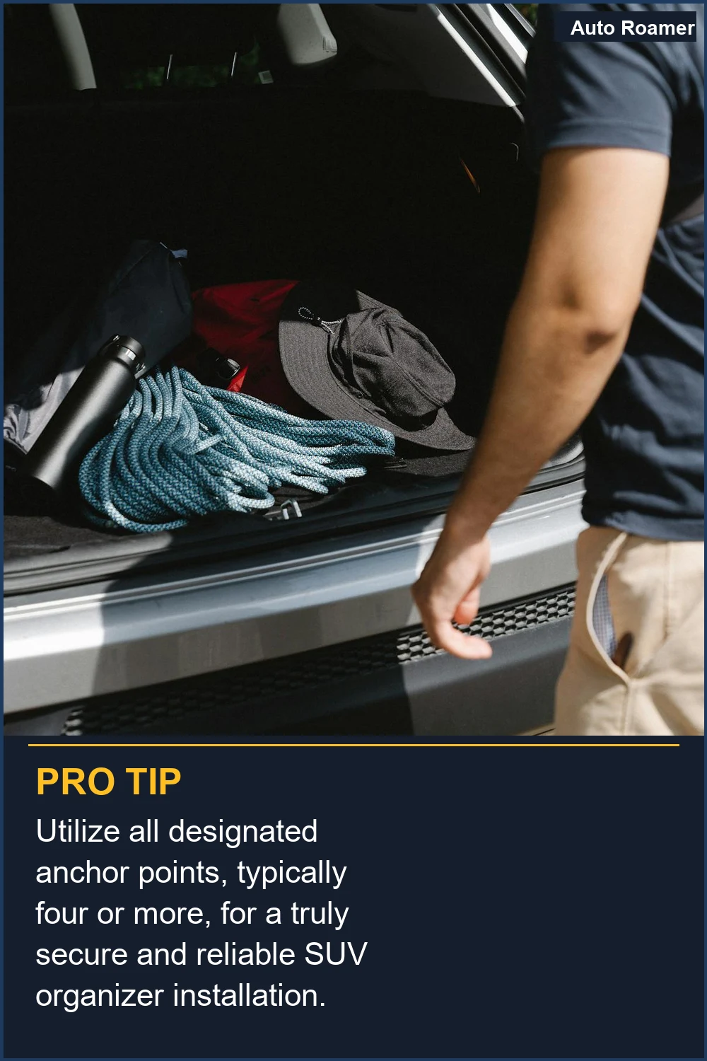 Utilize all designated anchor points, typically four or more, for a truly secure and reliable SUV organizer installation.