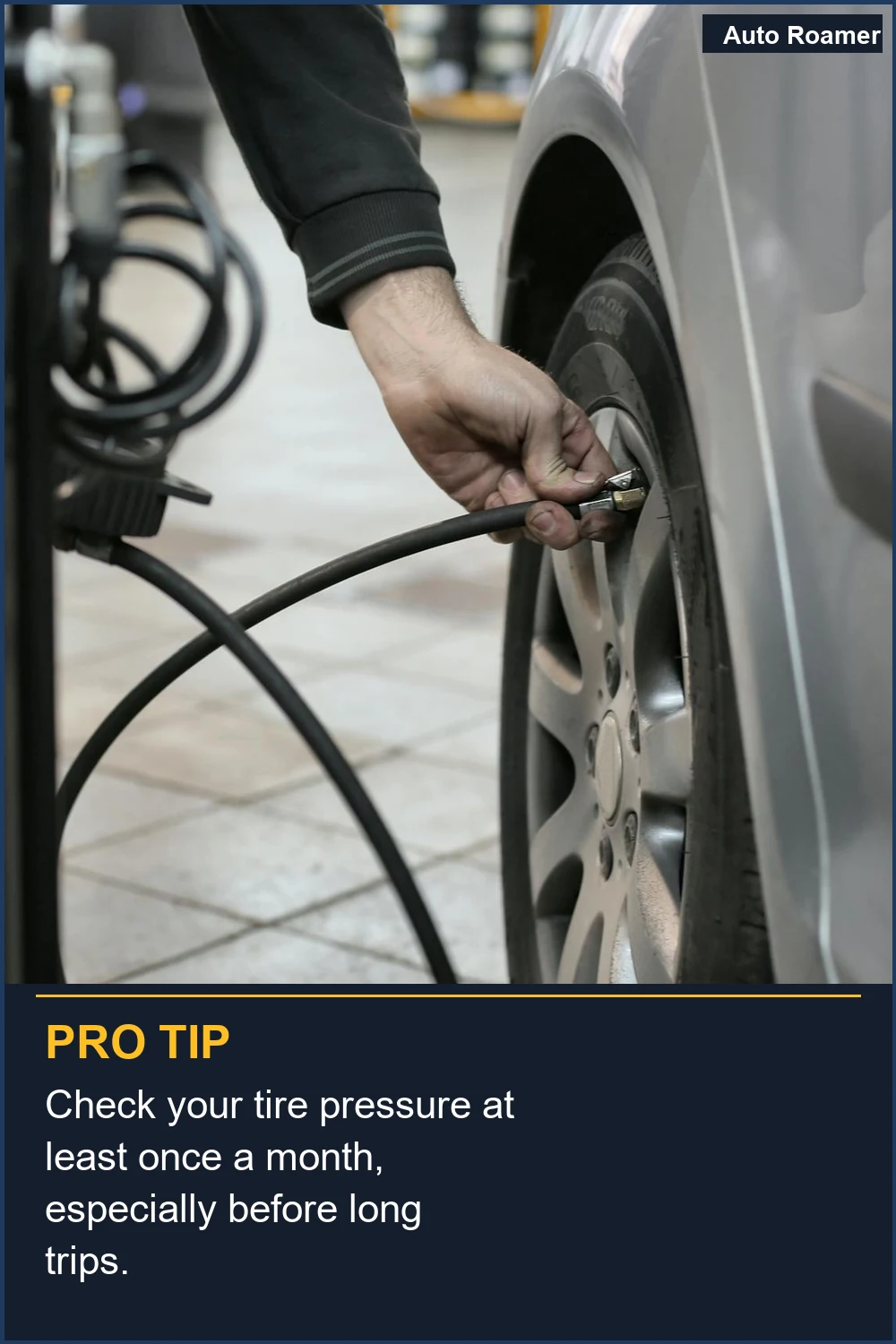 Verifique la presión de sus neumáticos al menos una vez al mes, especialmente antes de viajes largos.