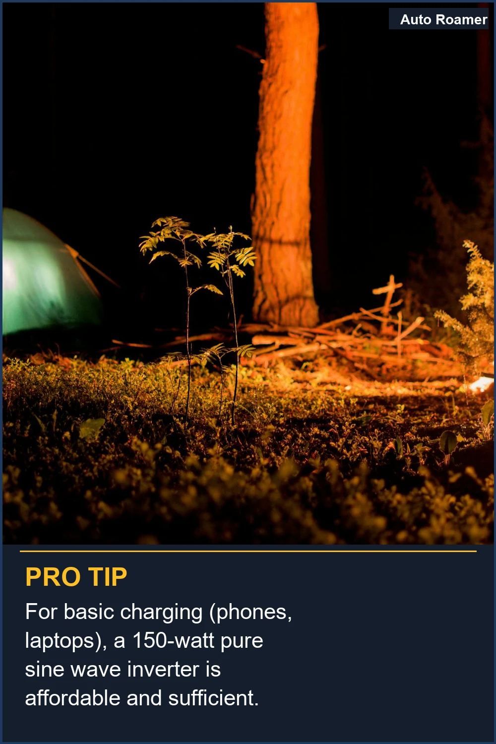 For basic charging (phones, laptops), a 150-watt pure sine wave inverter is affordable and sufficient.