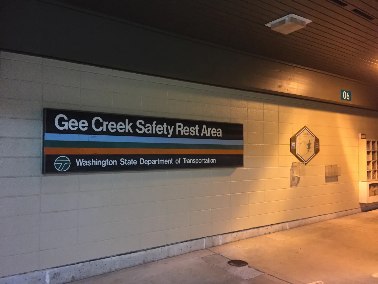 A Washington State Department of Transportation sign at a safety rest area, the eight-hour rest stop this guide covers for sleeping in your car in Washington