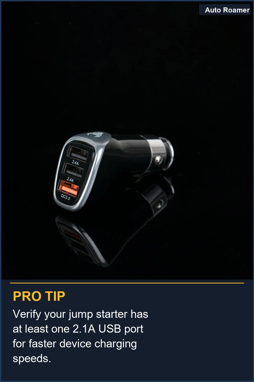 Verify your jump starter has at least one 2.1A USB port for faster device charging speeds.