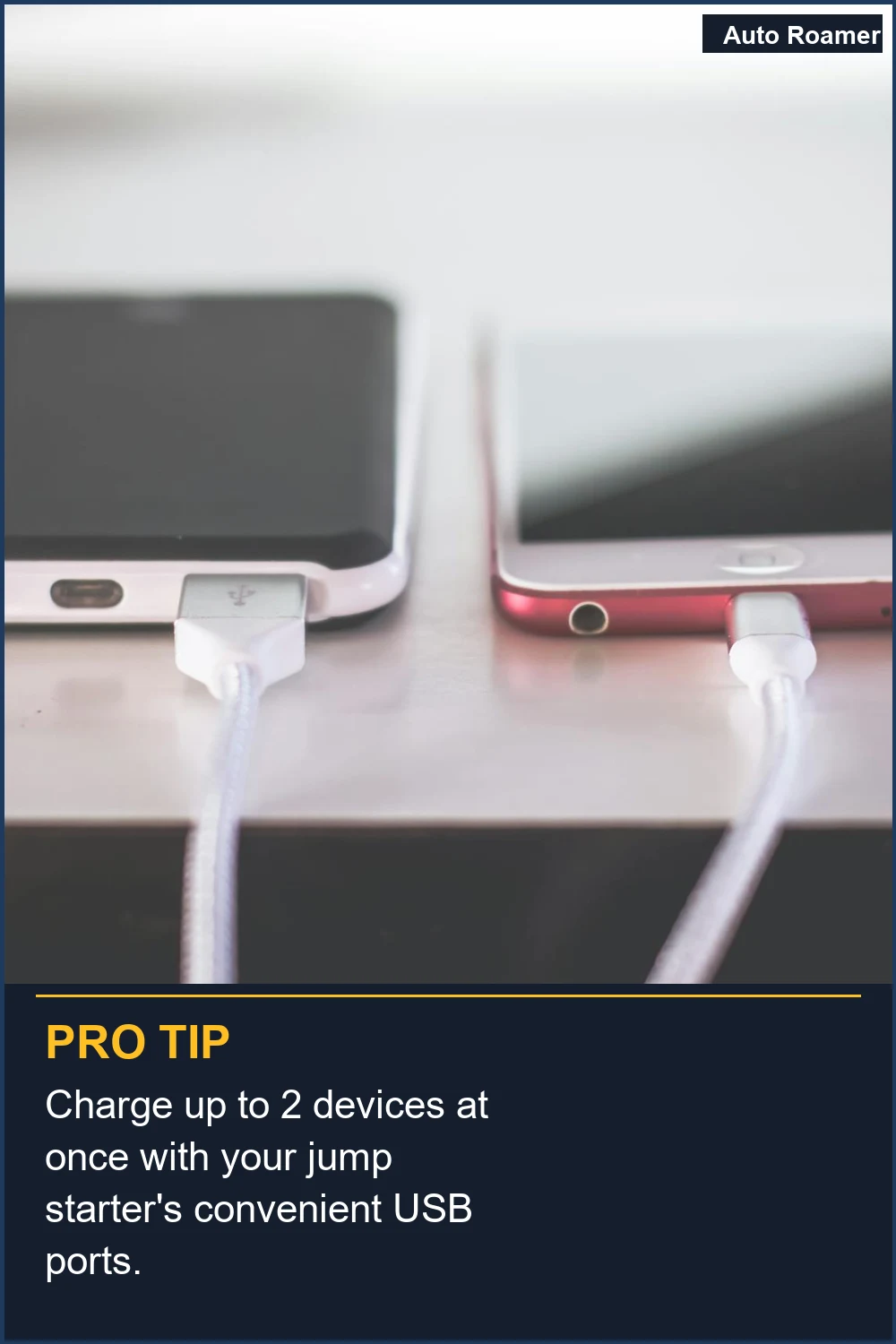 Charge up to 2 devices at once with your jump starter's convenient USB ports.