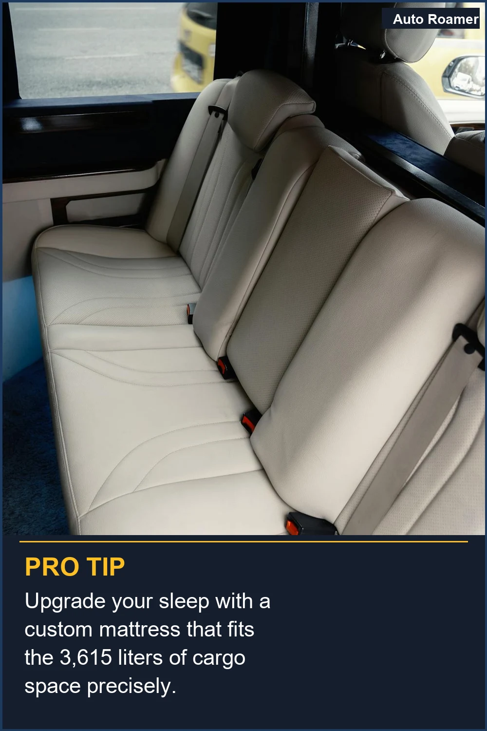 Upgrade your sleep with a custom mattress that fits the 3,615 liters of cargo space precisely.