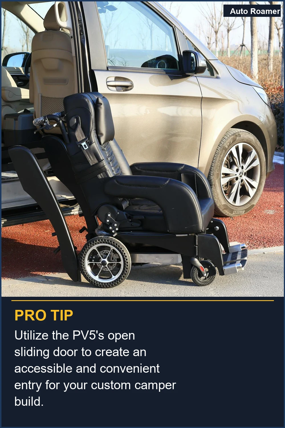 Utilize the PV5's open sliding door to create an accessible and convenient entry for your custom camper build.