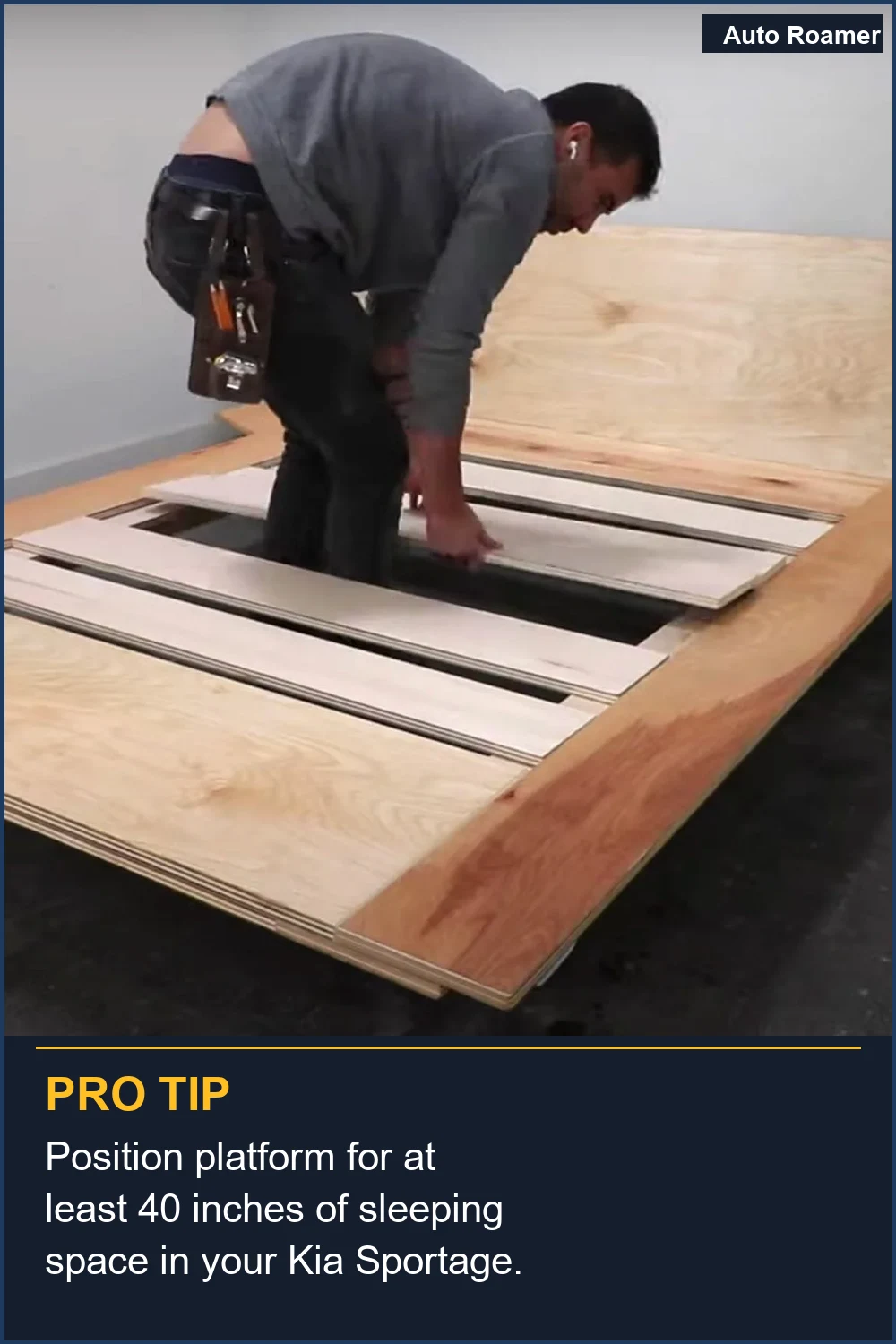 Position platform for at least 40 inches of sleeping space in your Kia Sportage.