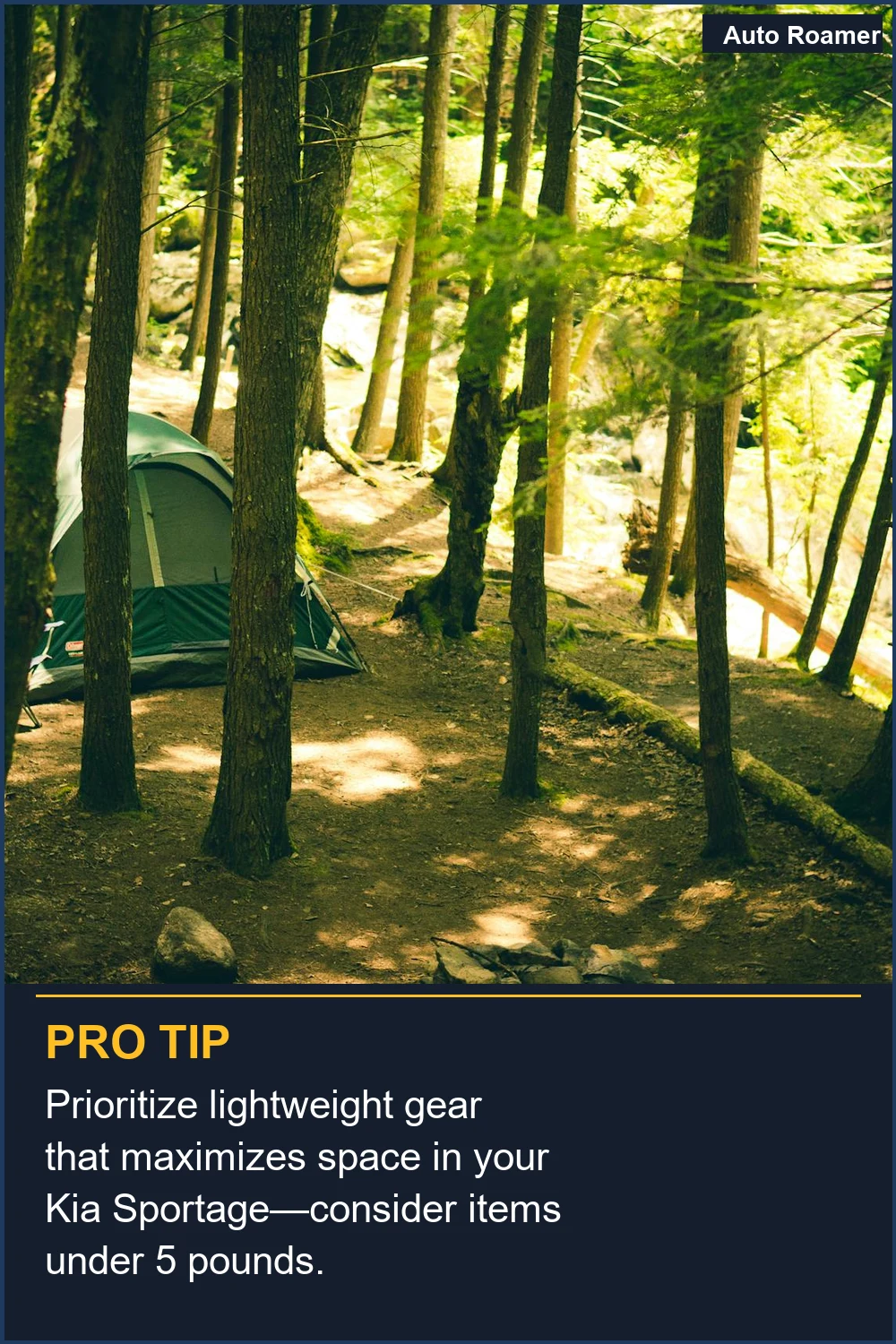 Prioritize lightweight gear that maximizes space in your Kia Sportage--consider items under 5 pounds.