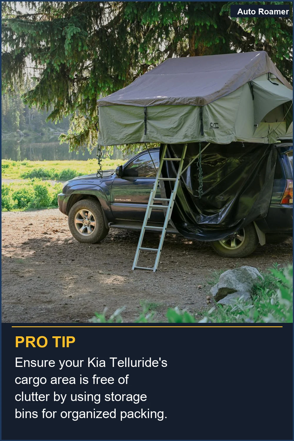 Ensure your Kia Telluride's cargo area is free of clutter by using storage bins for organized packing.