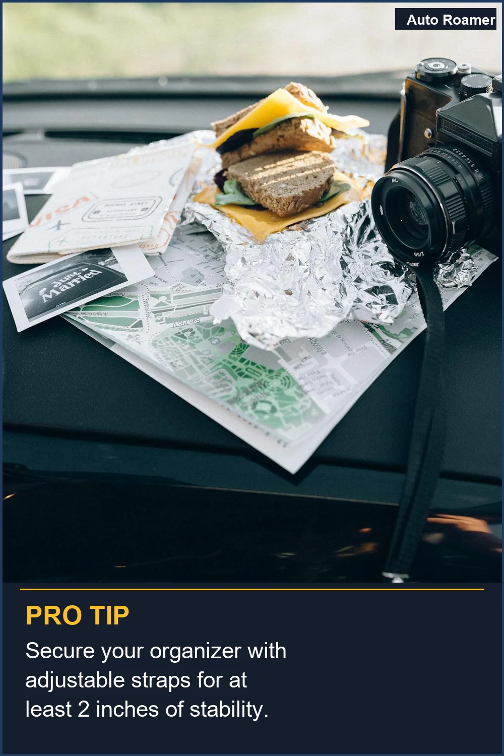 Secure your organizer with adjustable straps for at least 2 inches of stability.