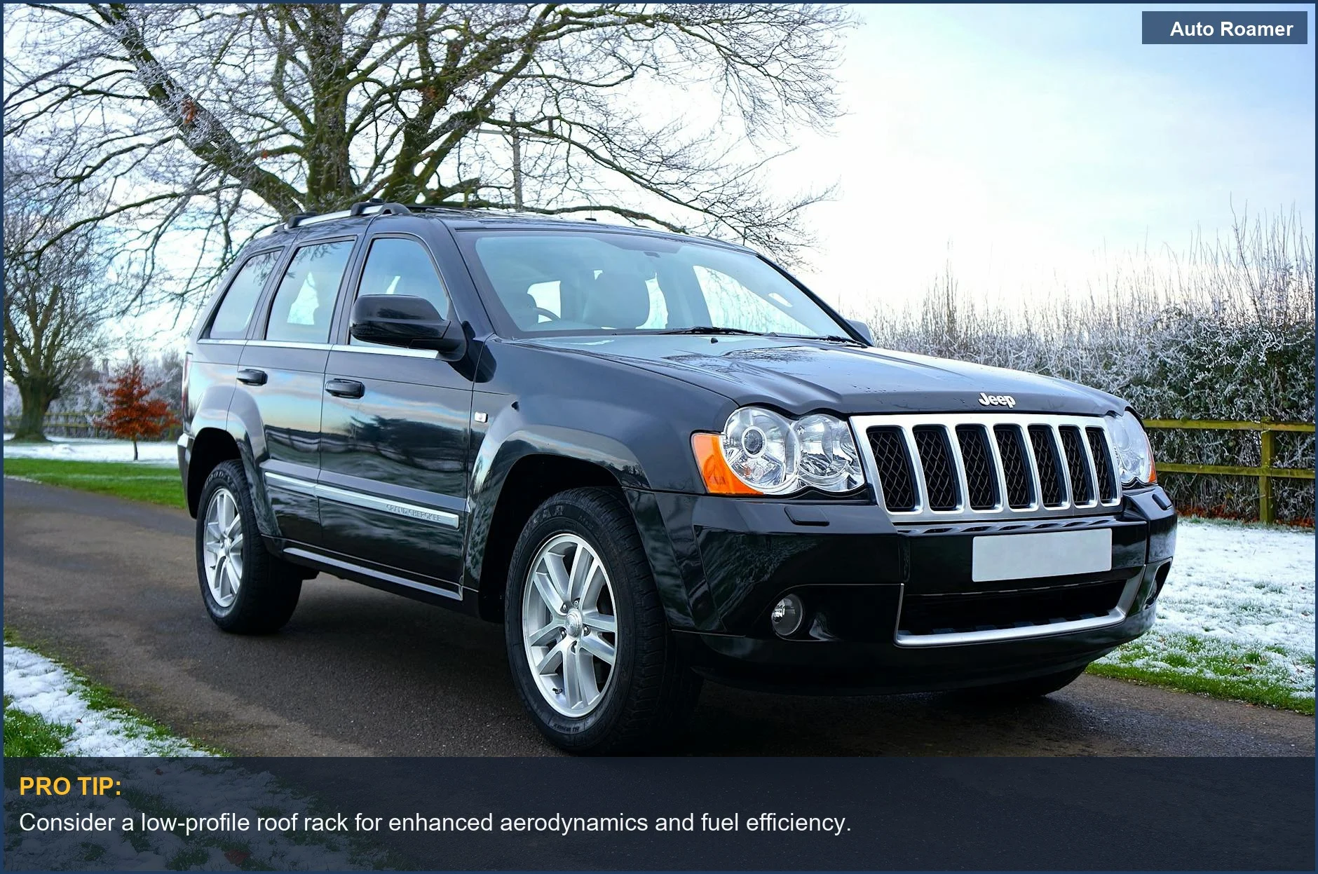 Black Lexus GX 550 parked on snowy road, perfect for winter roof rack options.