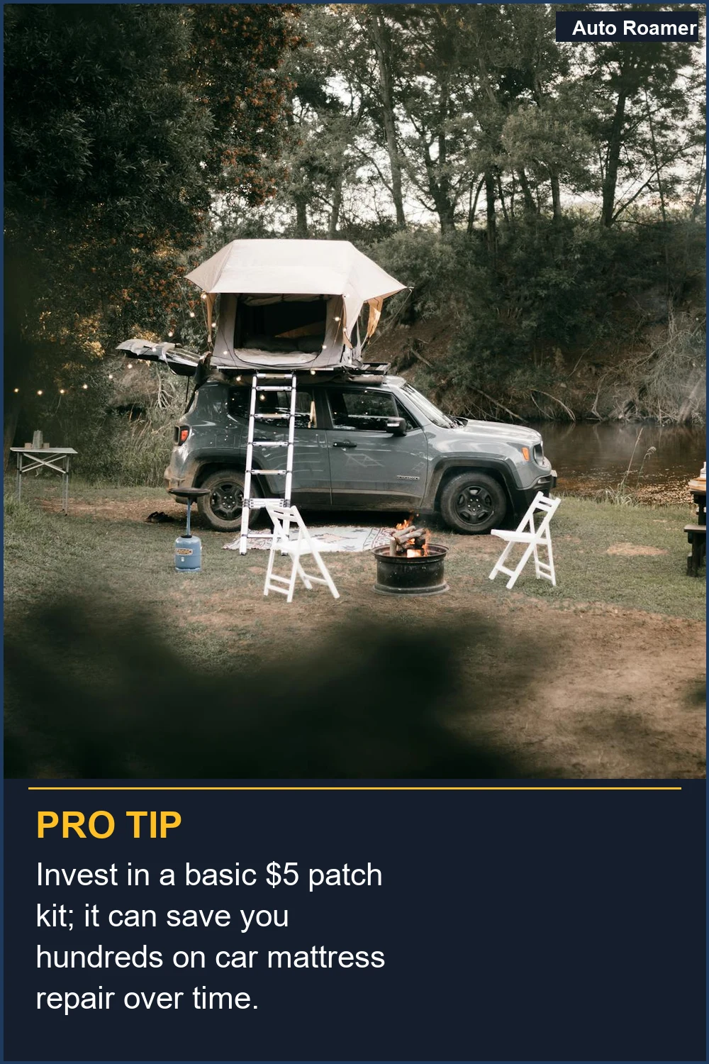 Invest in a basic $5 patch kit; it can save you hundreds on car mattress repair over time.