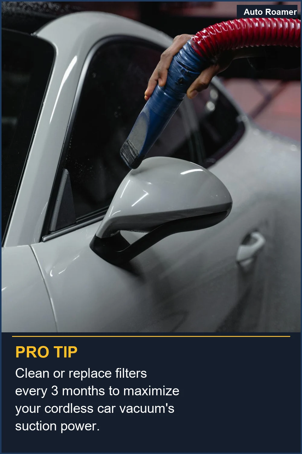 Clean or replace filters every 3 months to maximize your cordless car vacuum's suction power.