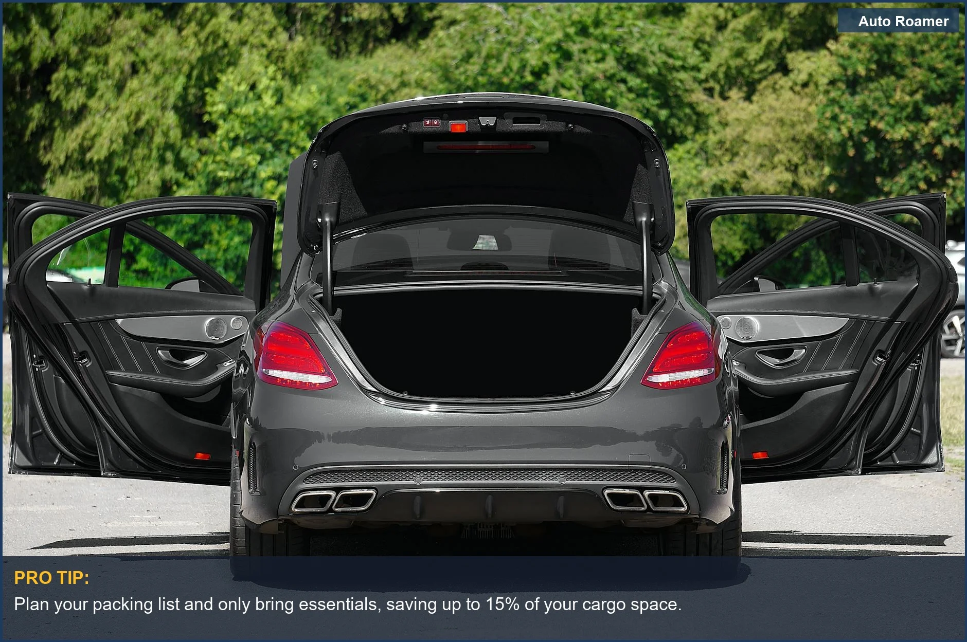 Luxurious 2026 Ford Explorer interior with open doors and trunk, showcasing spaciousness.