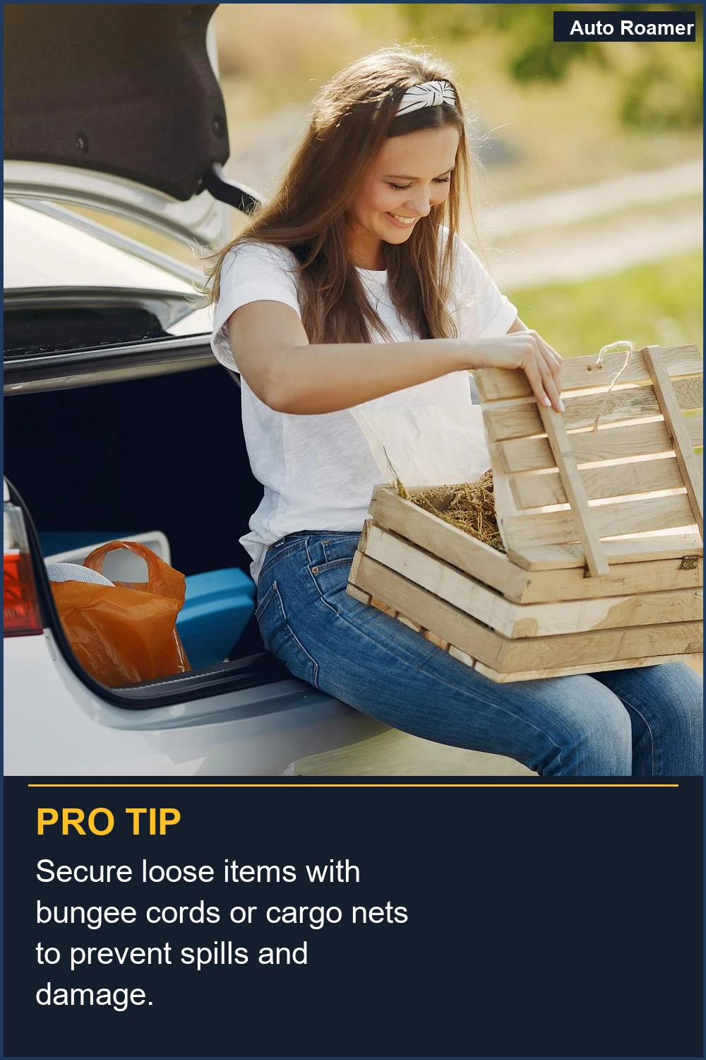 Secure loose items with bungee cords or cargo nets to prevent spills and damage.