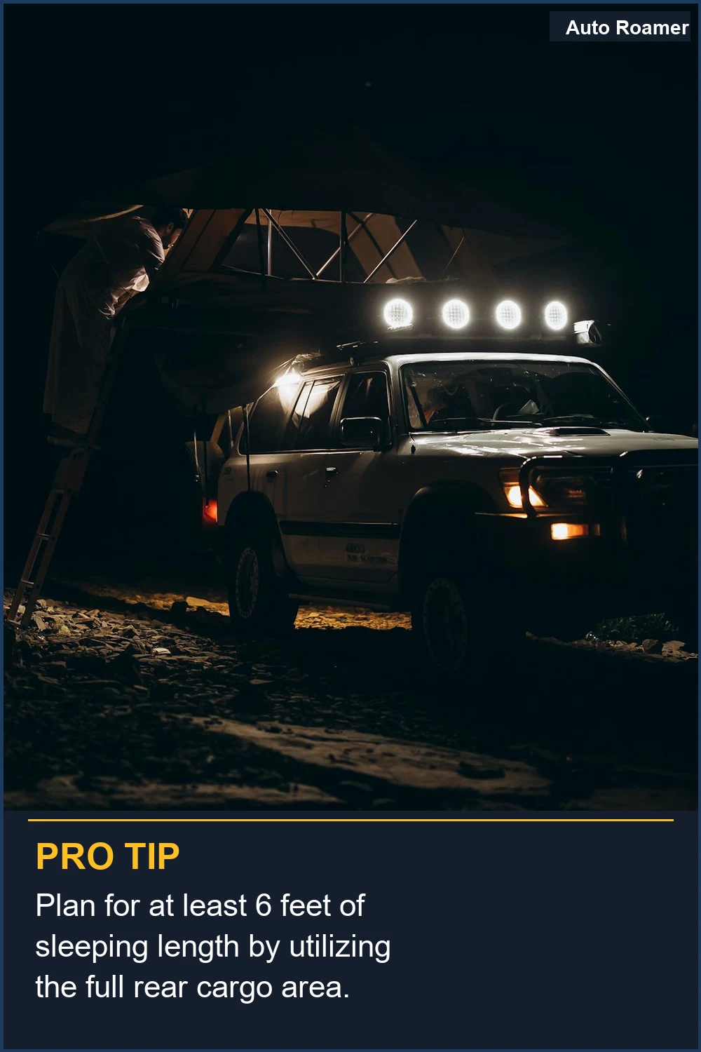 Plan for at least 6 feet of sleeping length by utilizing the full rear cargo area.