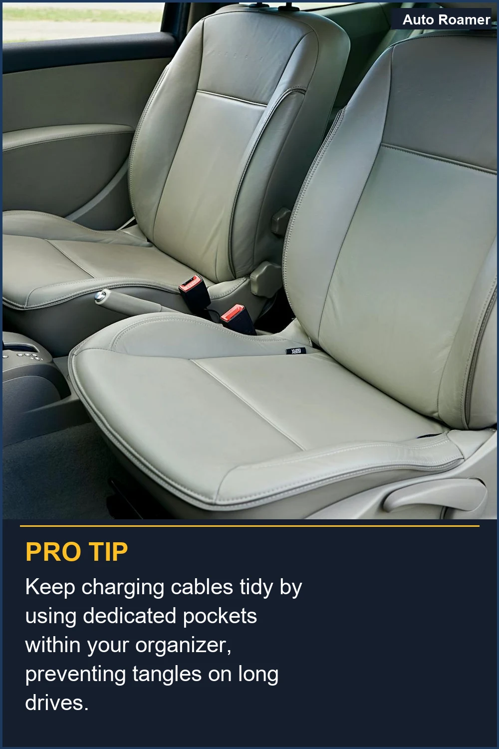 Keep charging cables tidy by using dedicated pockets within your organizer, preventing tangles on long drives.