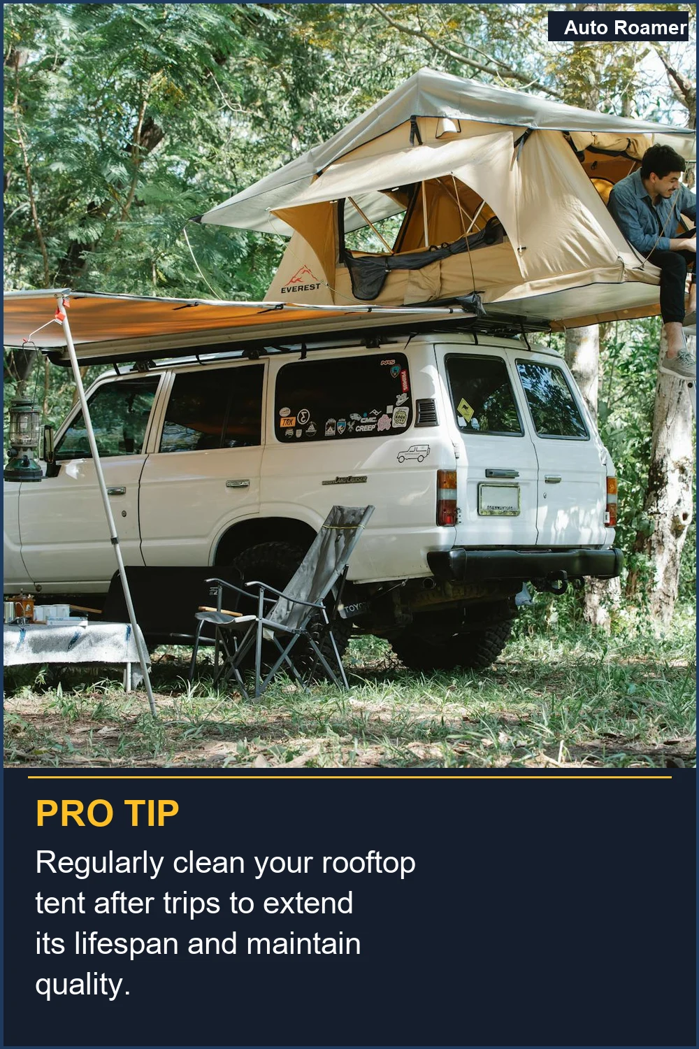 Regularly clean your rooftop tent after trips to extend its lifespan and maintain quality.