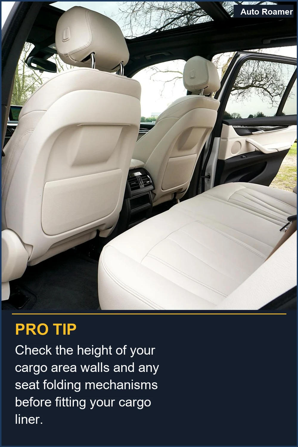 Check the height of your cargo area walls and any seat folding mechanisms before fitting your cargo liner.