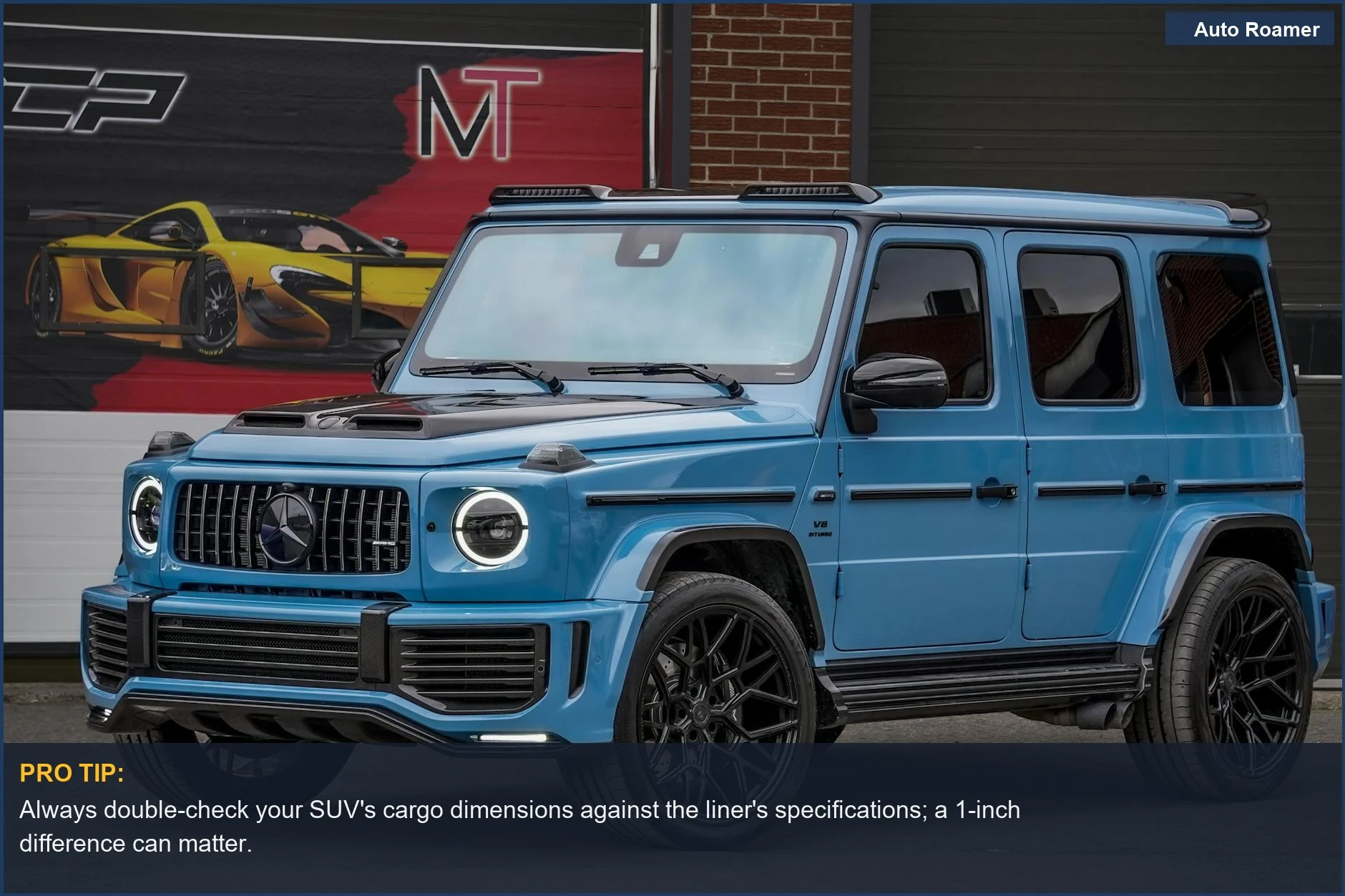 Sleek blue SUV exterior, ideal for illustrating the importance of correct SUV cargo liner size.