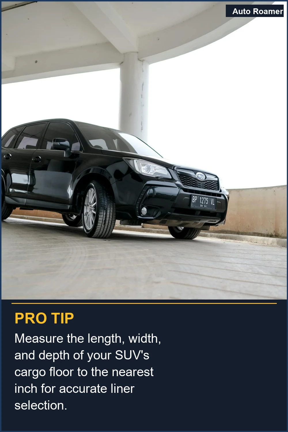 Measure the length, width, and depth of your SUV's cargo floor to the nearest inch for accurate liner selection.