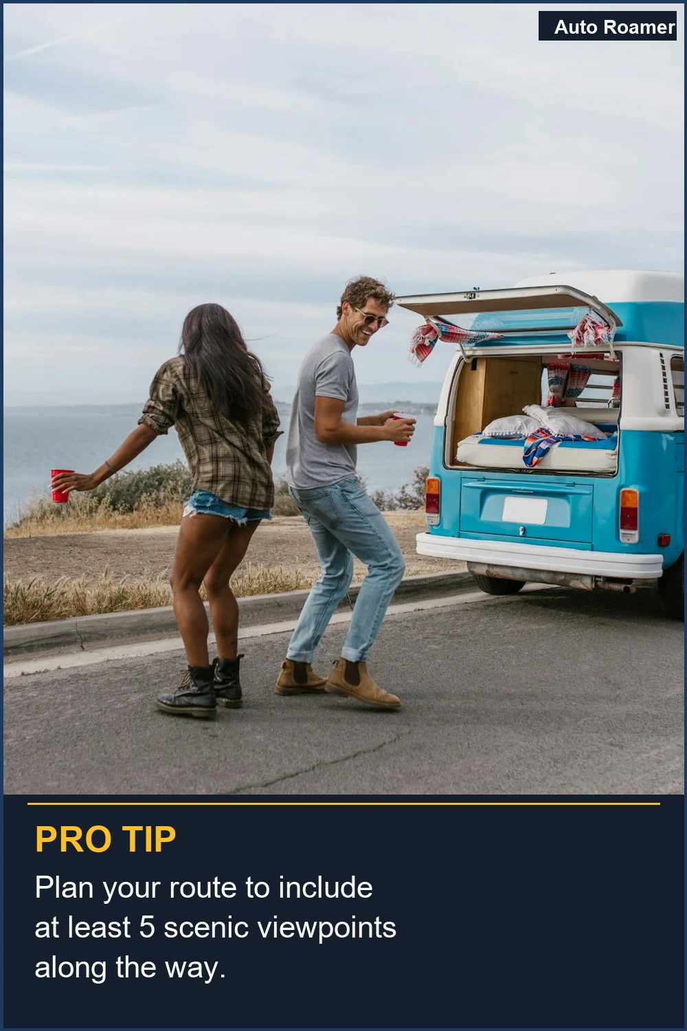 Plan your route to include at least 5 scenic viewpoints along the way.