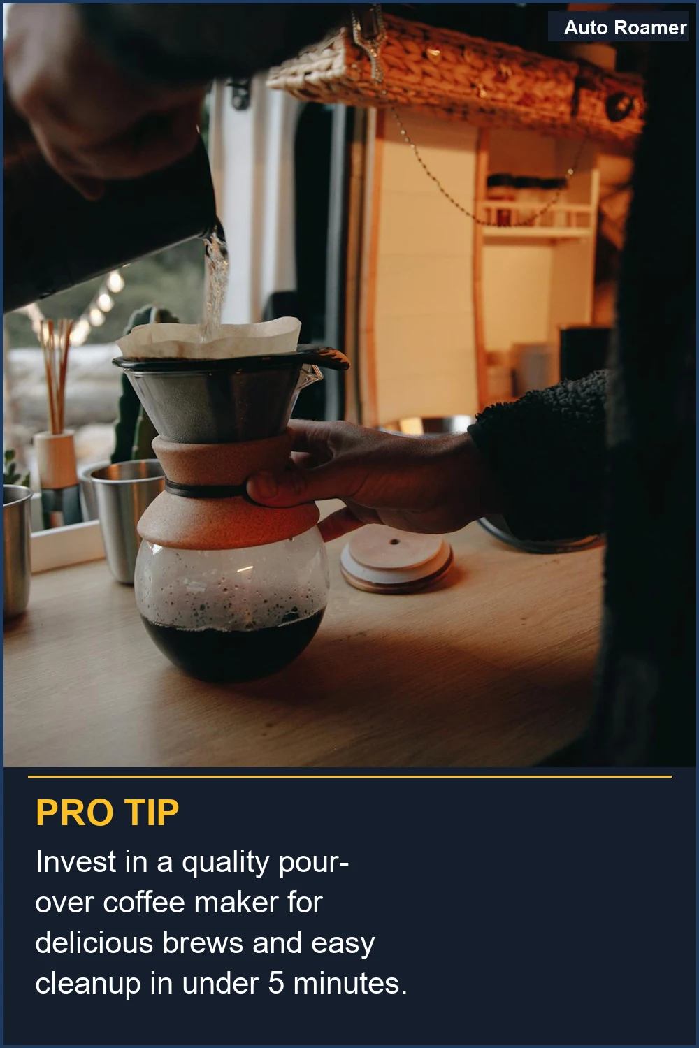 Invest in a quality pour-over coffee maker for delicious brews and easy cleanup in under 5 minutes.