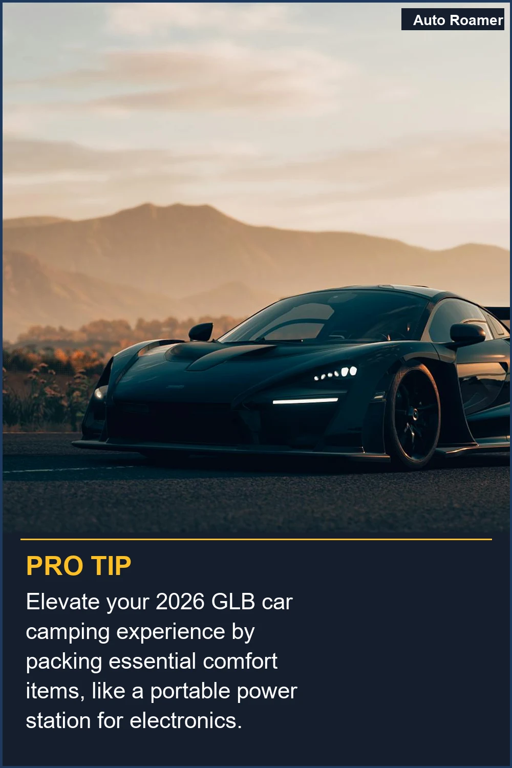 Eleva tu experiencia de acampada en coche 2026 con el GLB empacando artículos esenciales de comodidad, como una estación de energía portátil para electrónicos.