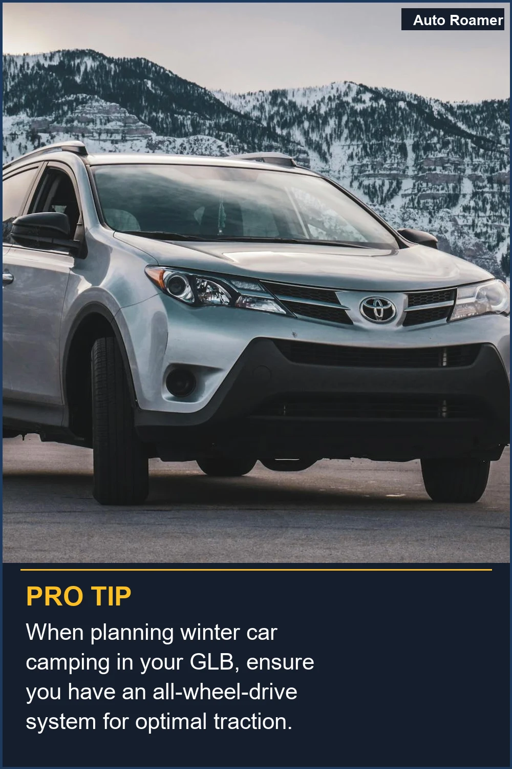 Al planificar acampadas en invierno con tu GLB, asegúrate de tener un sistema de tracción en las cuatro ruedas para una tracción óptima.