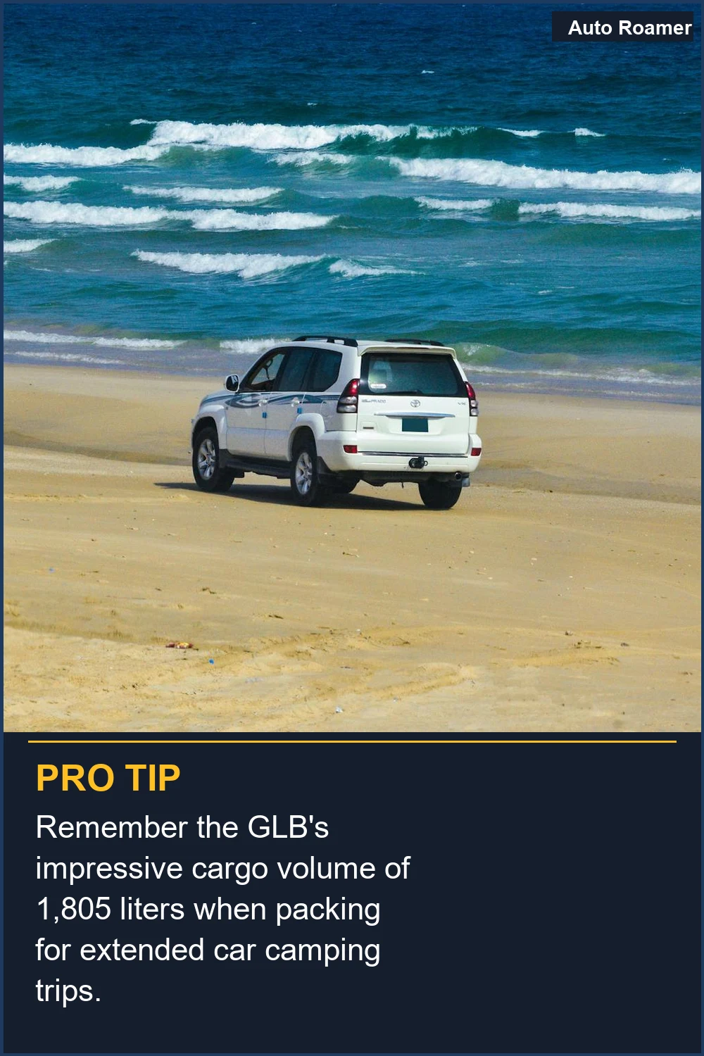 Recuerda el impresionante volumen de carga del GLB de 1,805 litros al empacar para viajes prolongados de acampada en coche.