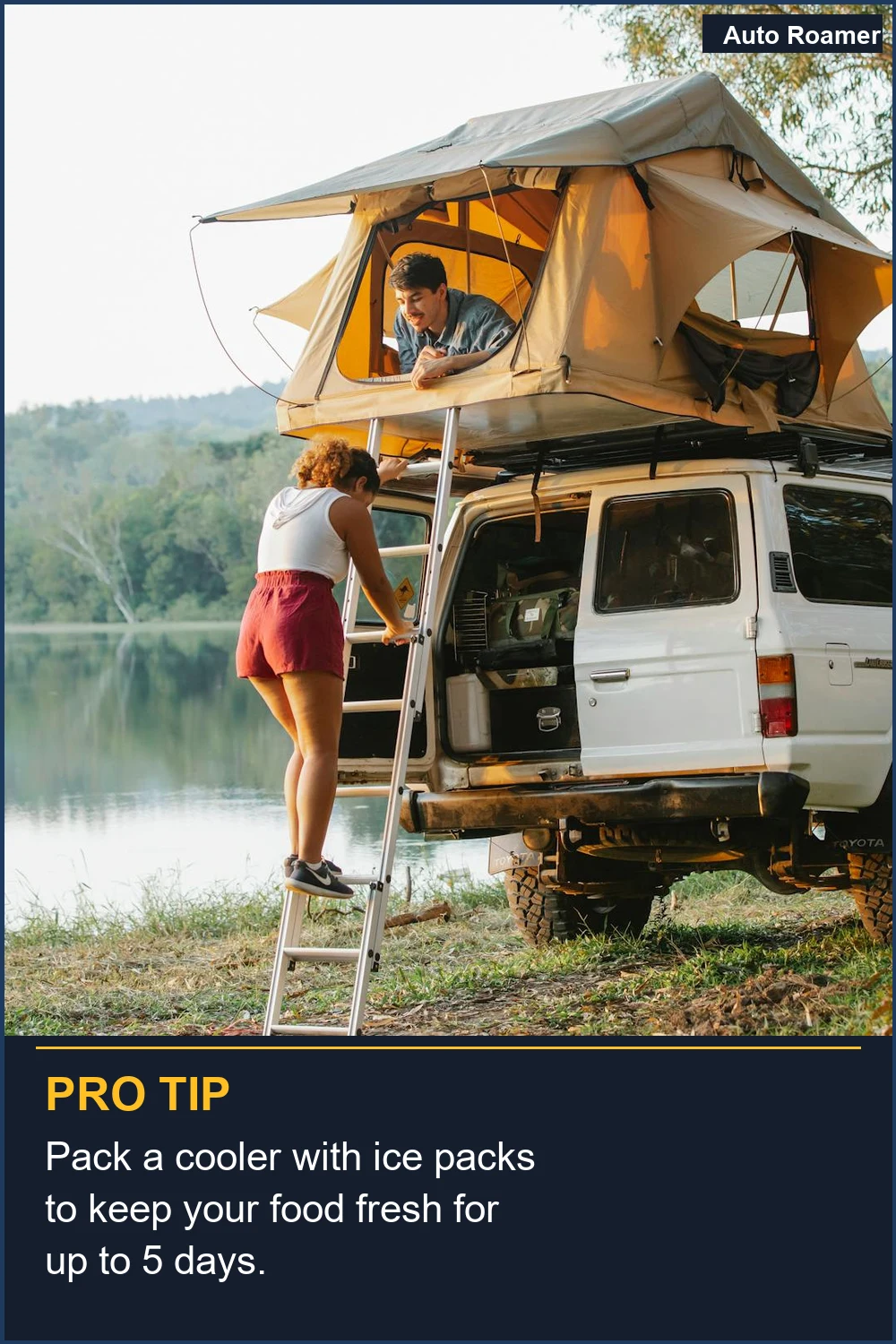 Pack a cooler with ice packs to keep your food fresh for up to 5 days.